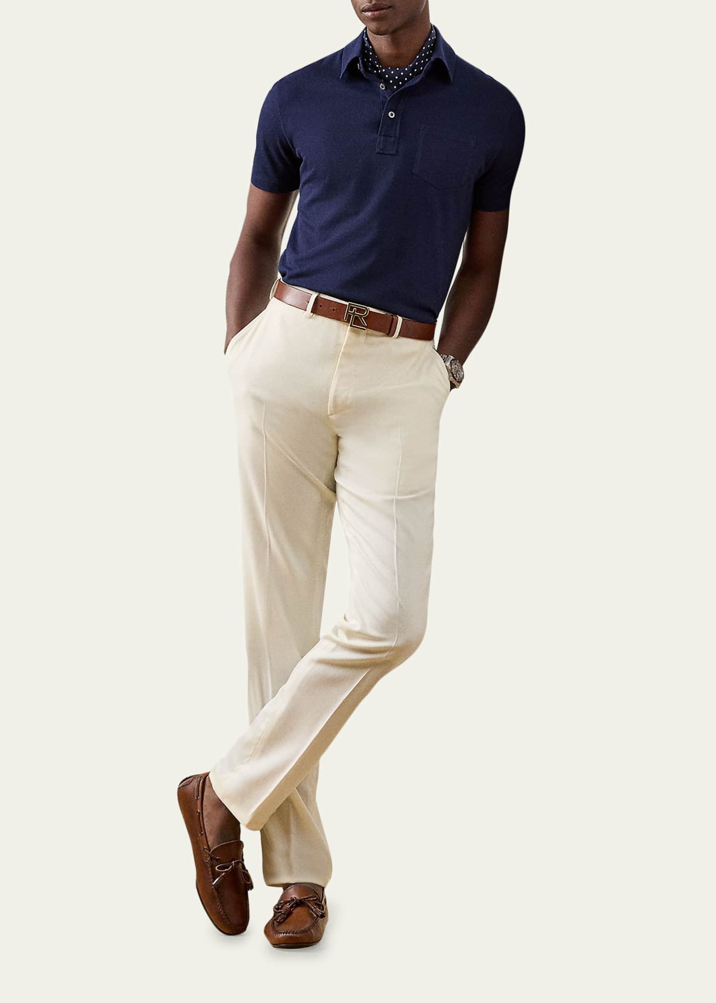 パンツ POLO by Ralph Lauren PIQUE 2Tuck PANTS Ralph Lauren Purple Label Cotton-Cashmere Piqué Polo Shirt