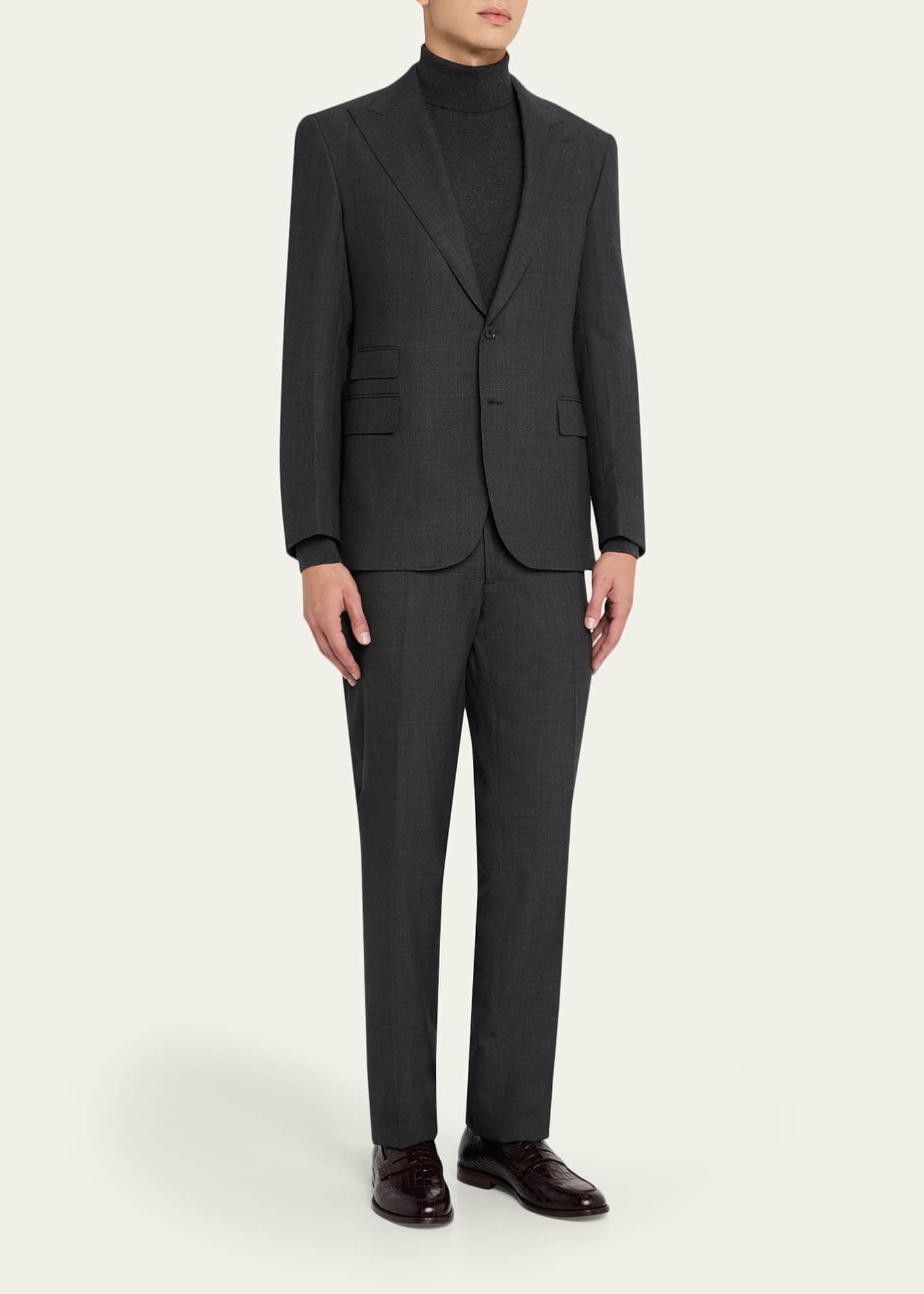Ralph Lauren Purple Label Men's Gregory Hand-tailored Birdseye Suit - Dark Grey Multi - Size 38