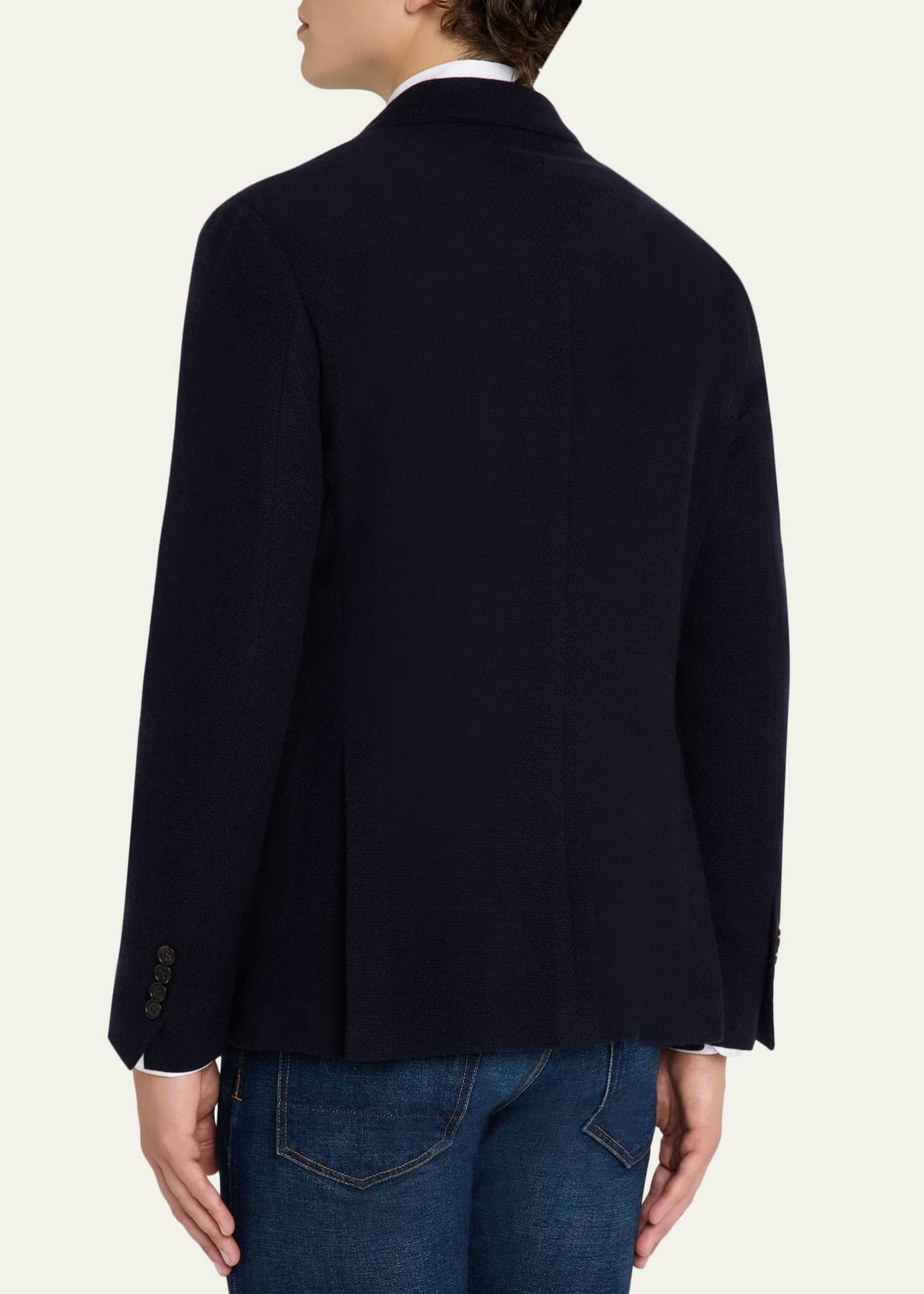 SAINT LAURENT Size 36 Navy Wool Notch Lapel Sport Coat