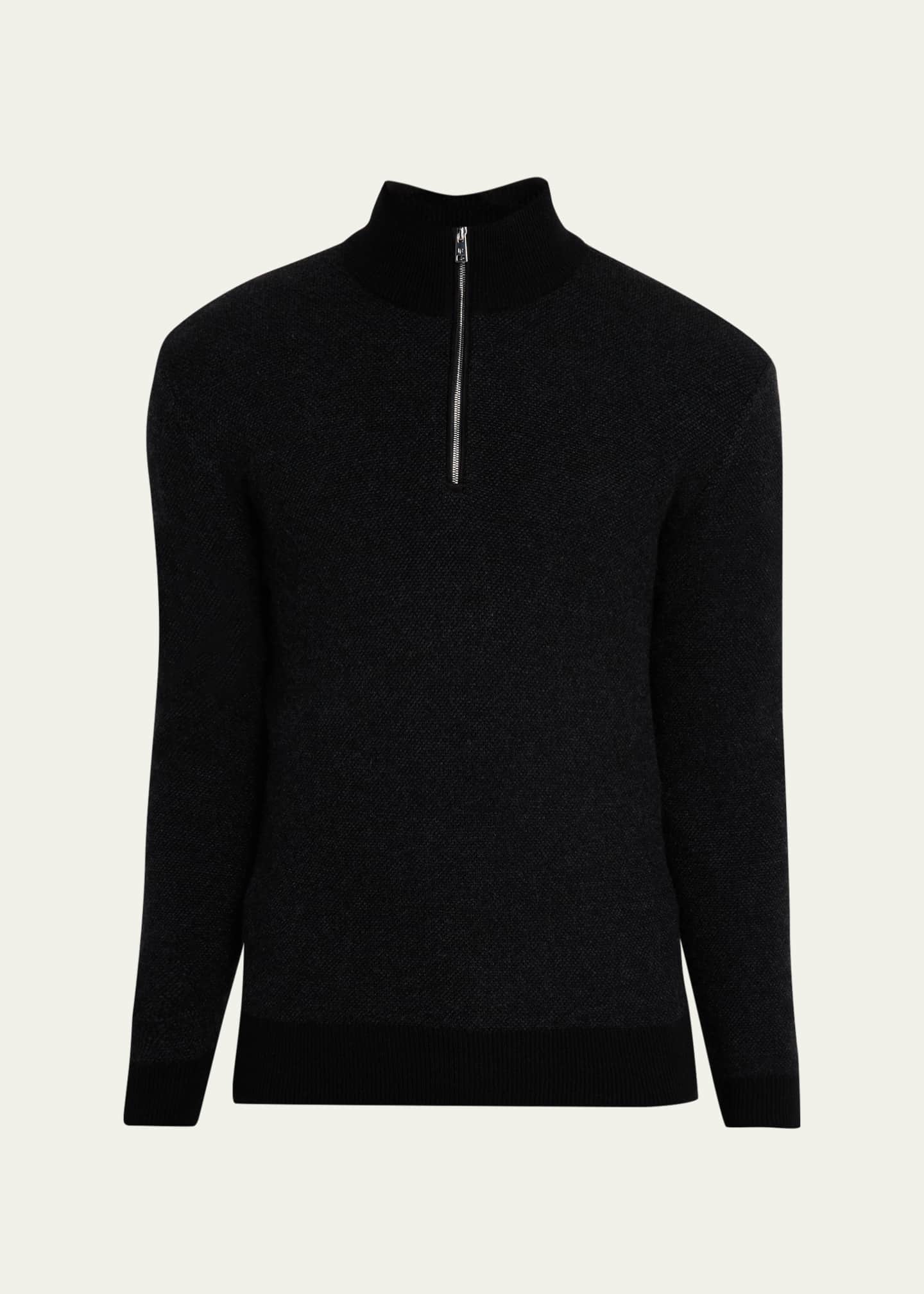 Ralph Lauren Purple Label Birdseye Cashmere Quarter-Zip Sweater
