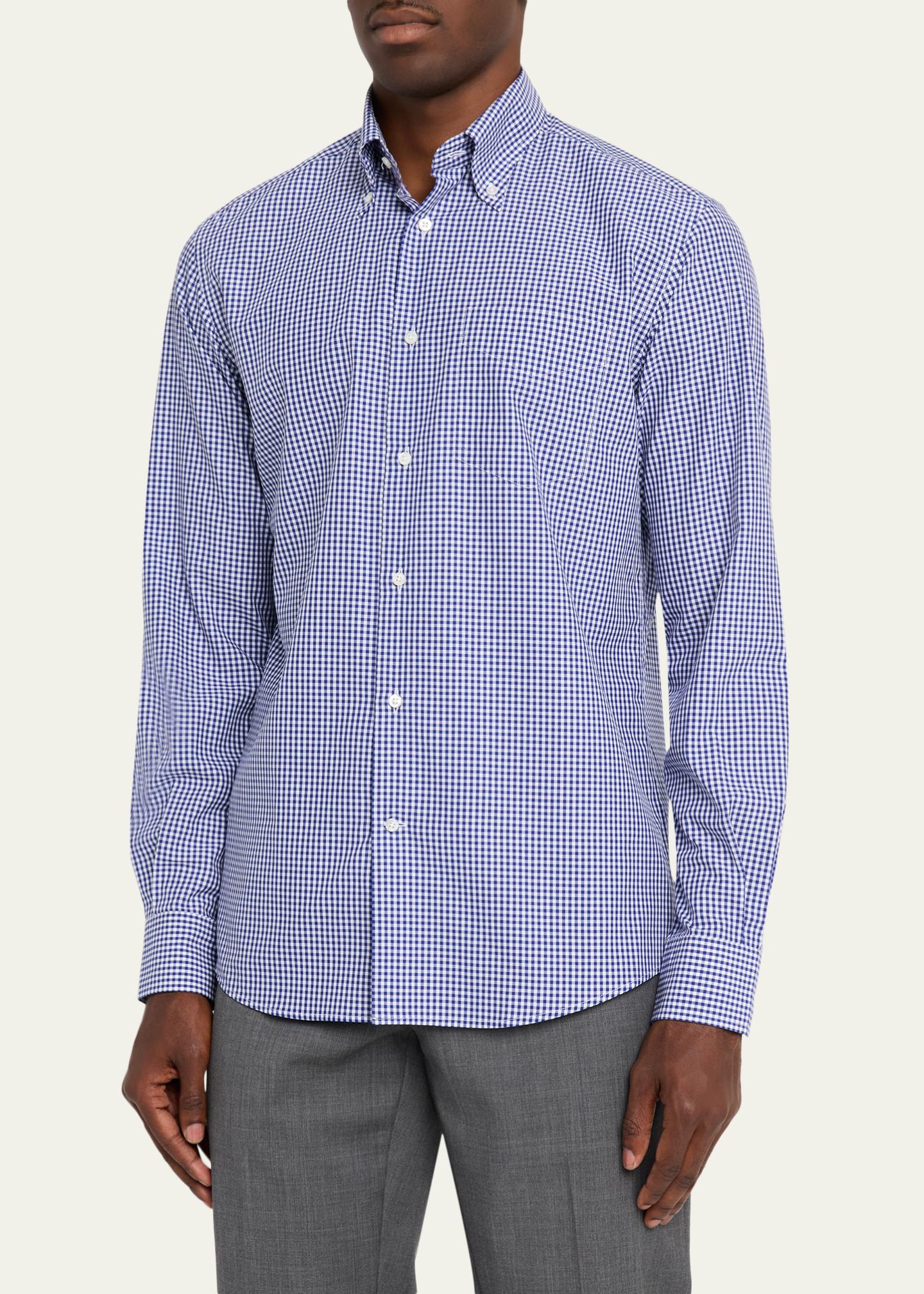 Ralph Lauren Purple Label Micro-Gingham Shirt - Bergdorf Goodman