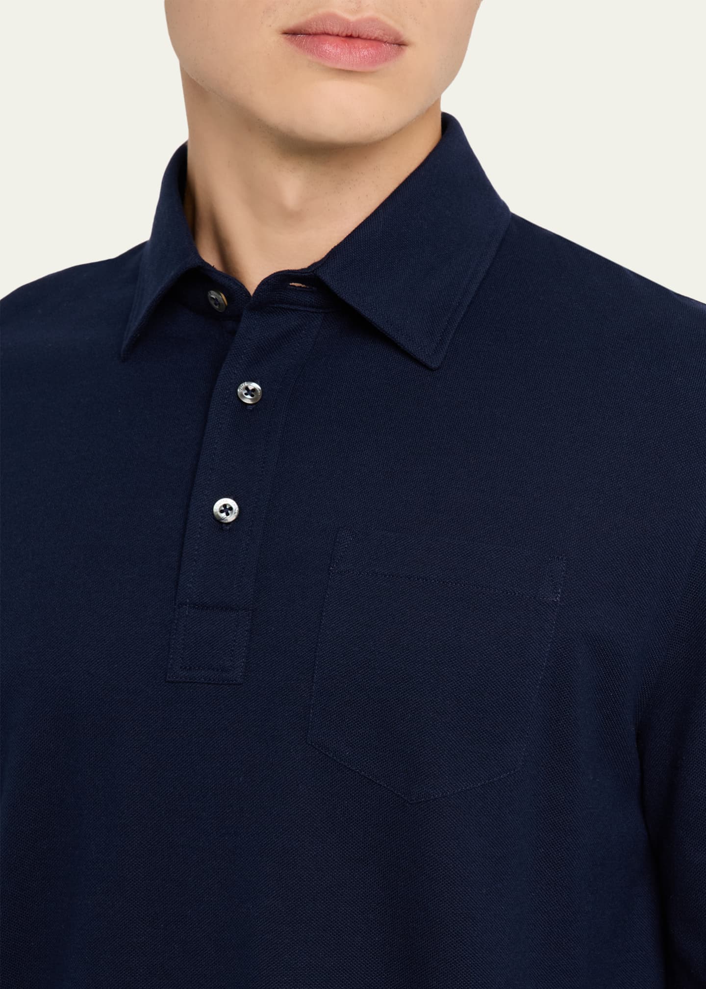 Ralph Lauren Purple Label Men's Cotton-Cashmere Piqu Polo Shirt - Classic Chairman Navy - Size XL