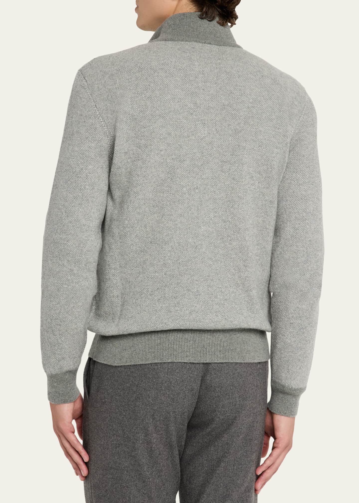 Ralph Lauren Purple Label Birdseye Cashmere Quarter-Zip Sweater
