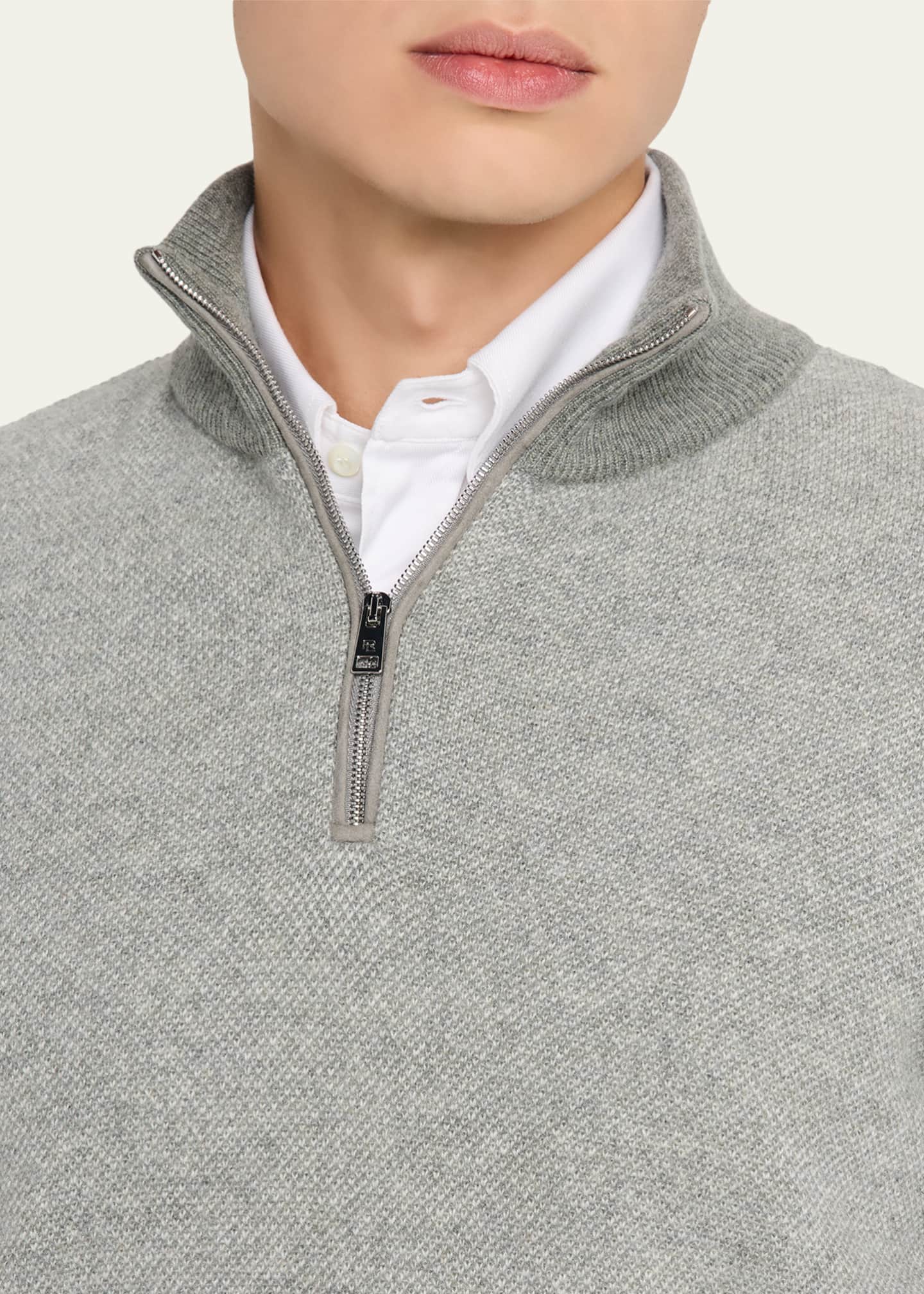 Ralph Lauren Purple Label Birdseye Cashmere Quarter-Zip Sweater