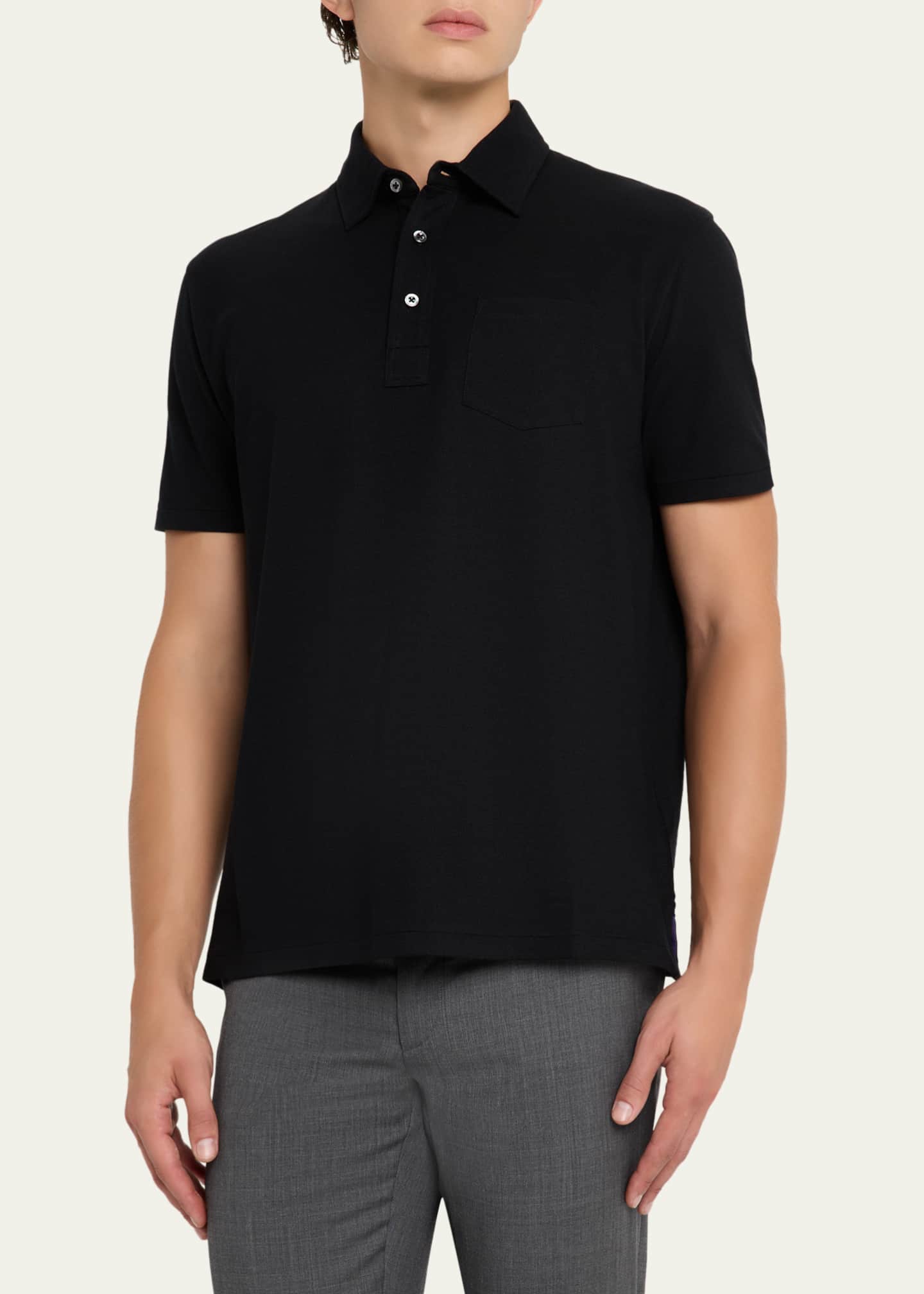 Ralph Lauren Purple Label Cotton-Cashmere Piqué Polo Shirt