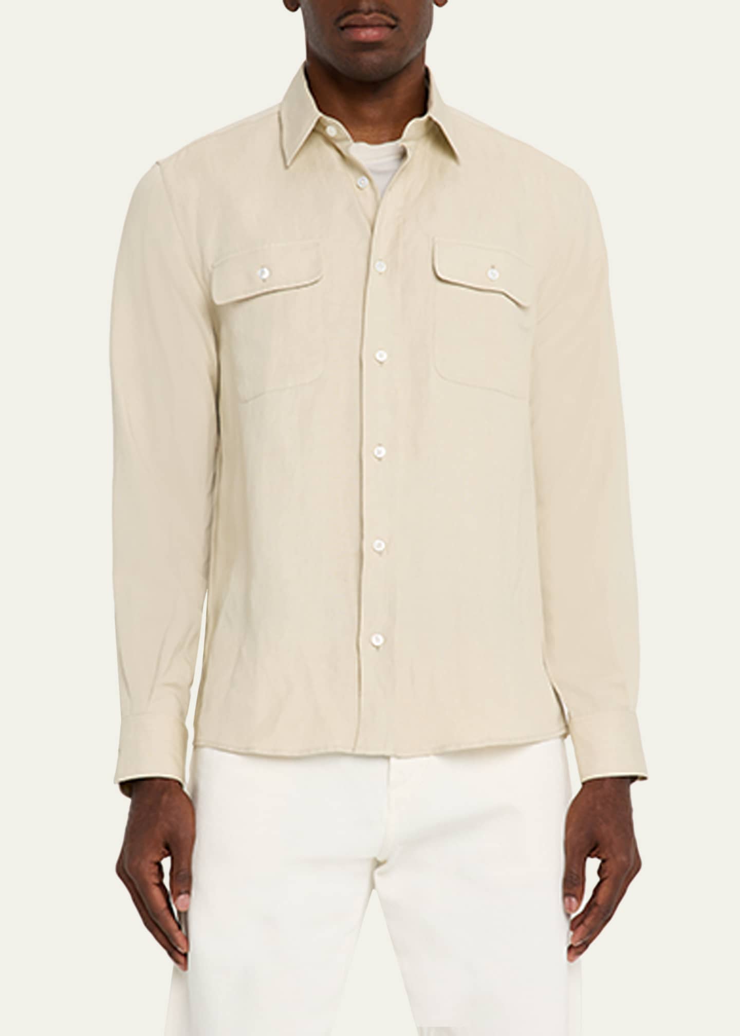 Ralph Lauren Purple Label Men's Silk and Linen Button-Down Shirt