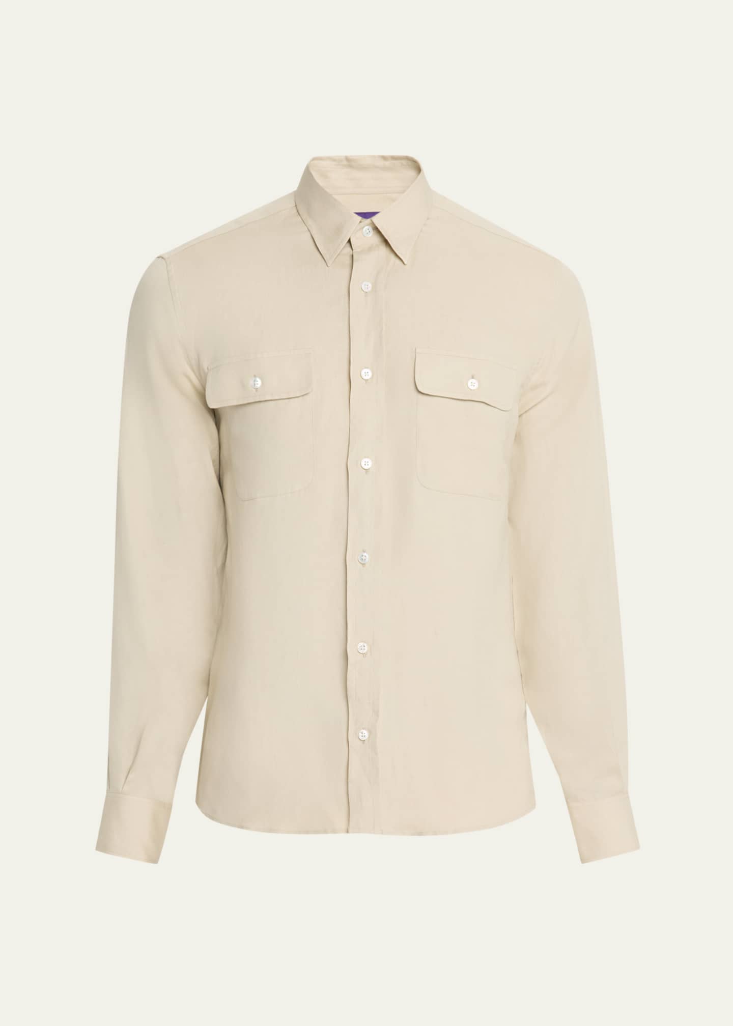 Ralph Lauren Purple Label Men's Silk and Linen Button-Down Shirt