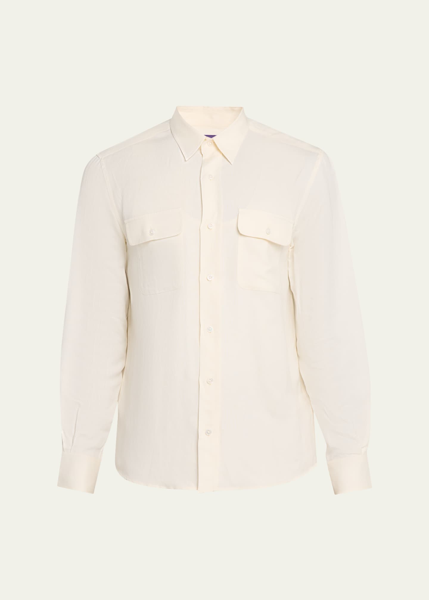 Ralph Lauren Purple Label Men's Silk and Linen Flap Pocket Button