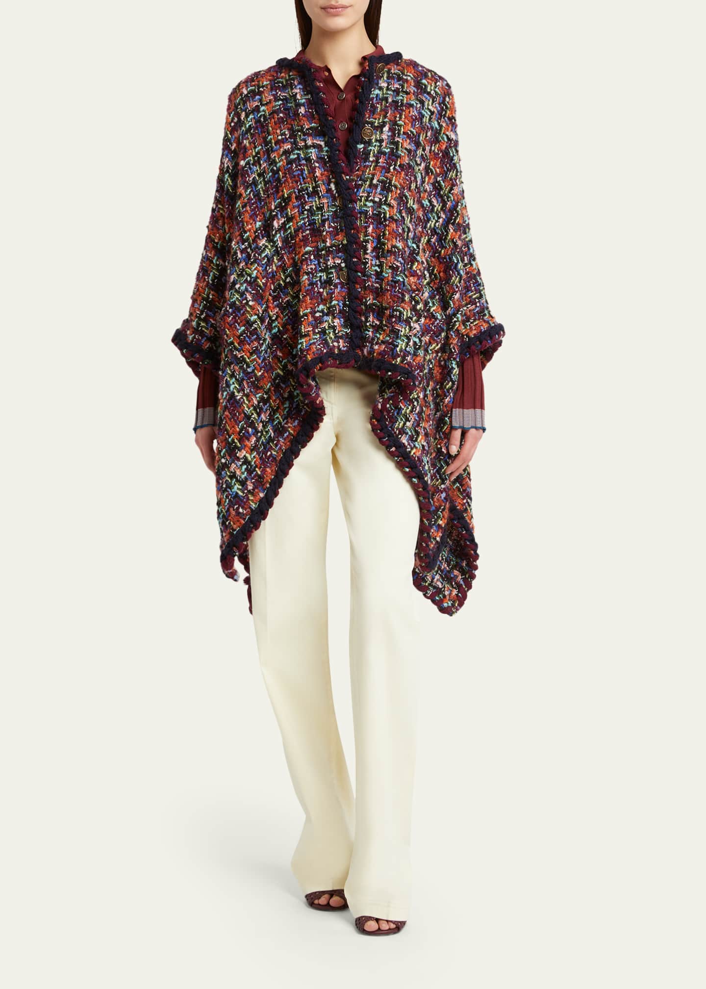 Etro Multicolor Tweed Wool-Mohair Blend Cape - Bergdorf Goodman