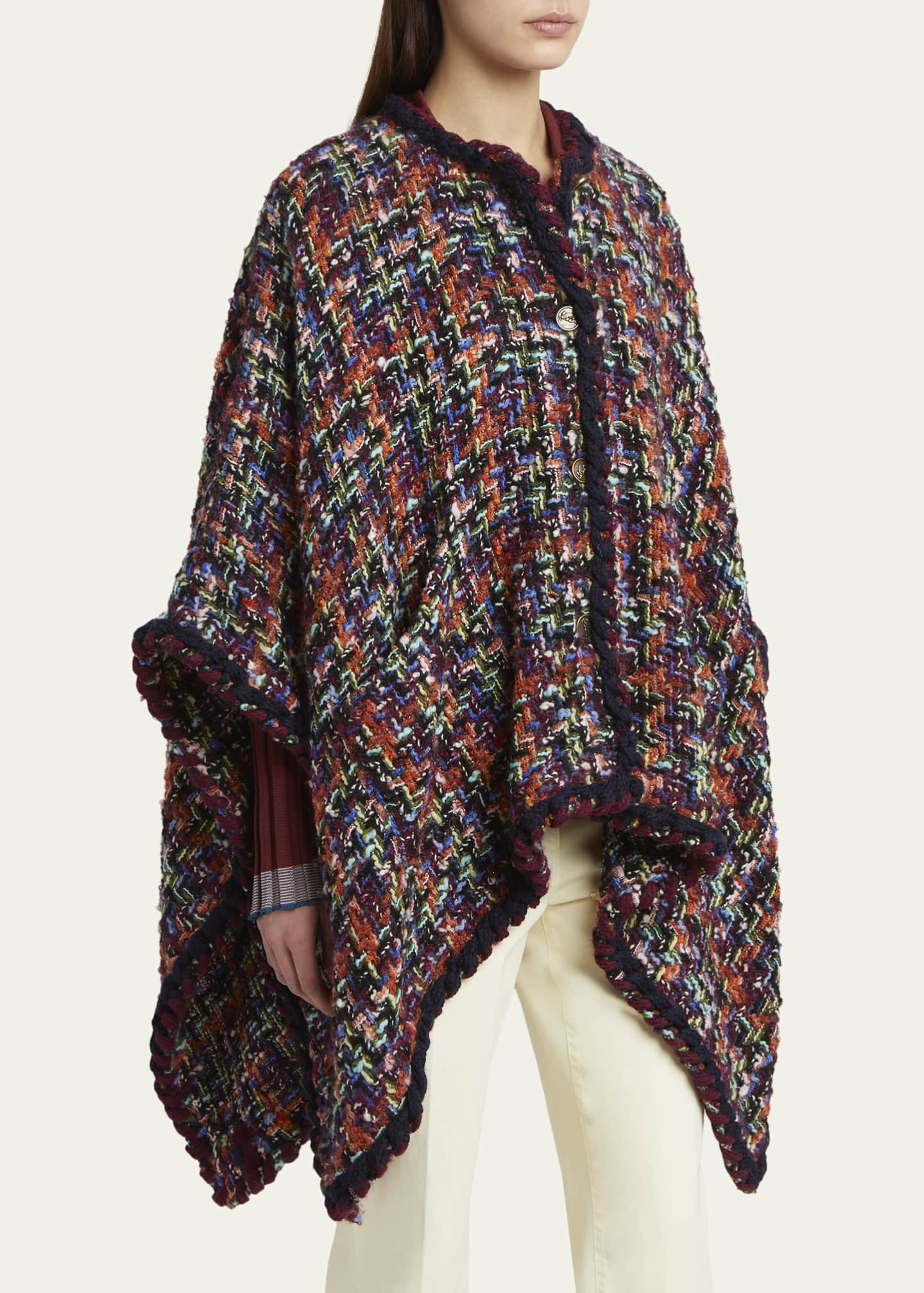 Etro Multicolor Tweed Wool-Mohair Blend Cape - Bergdorf Goodman