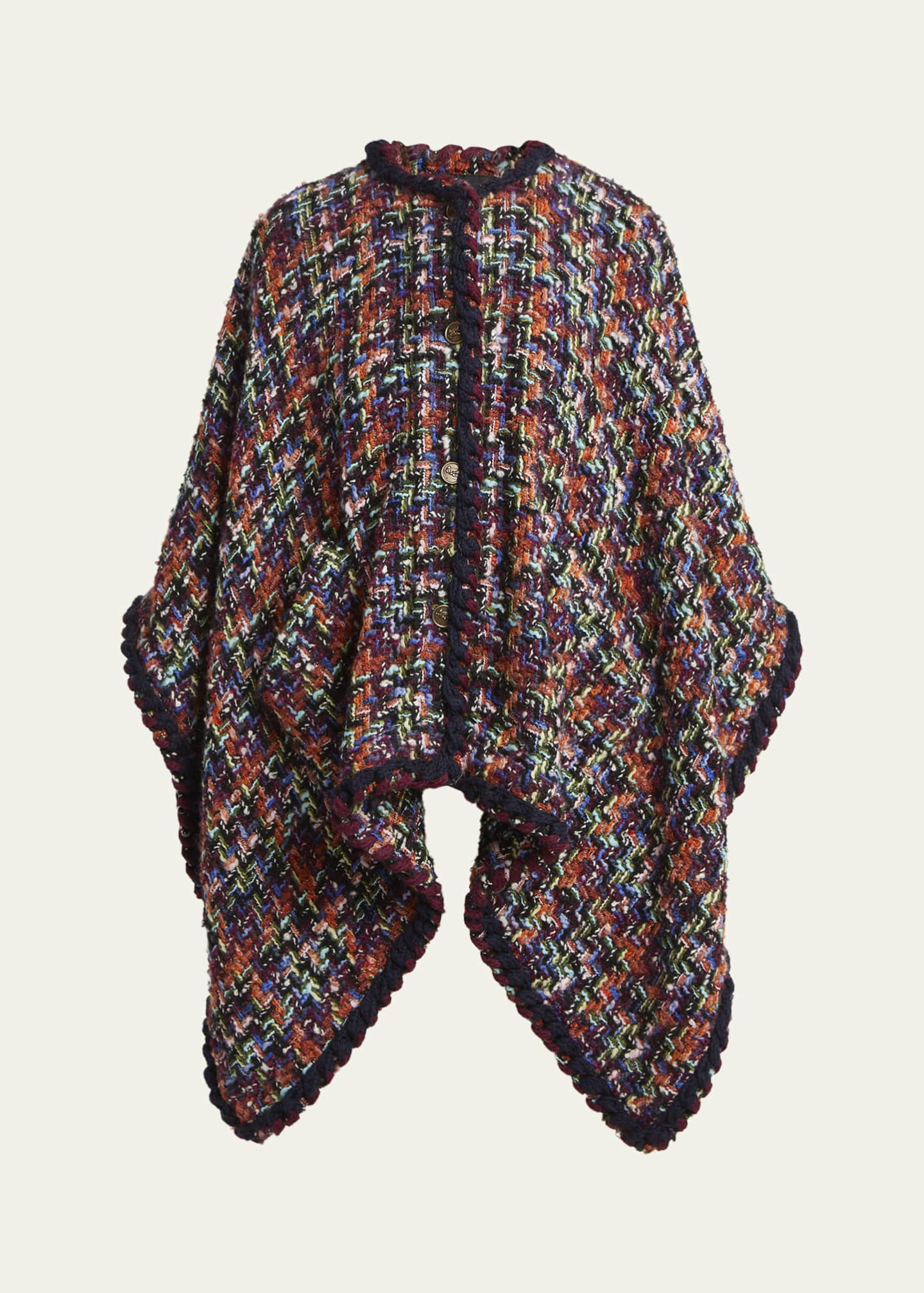 Etro Multicolor Tweed Wool-Mohair Blend Cape - Bergdorf Goodman