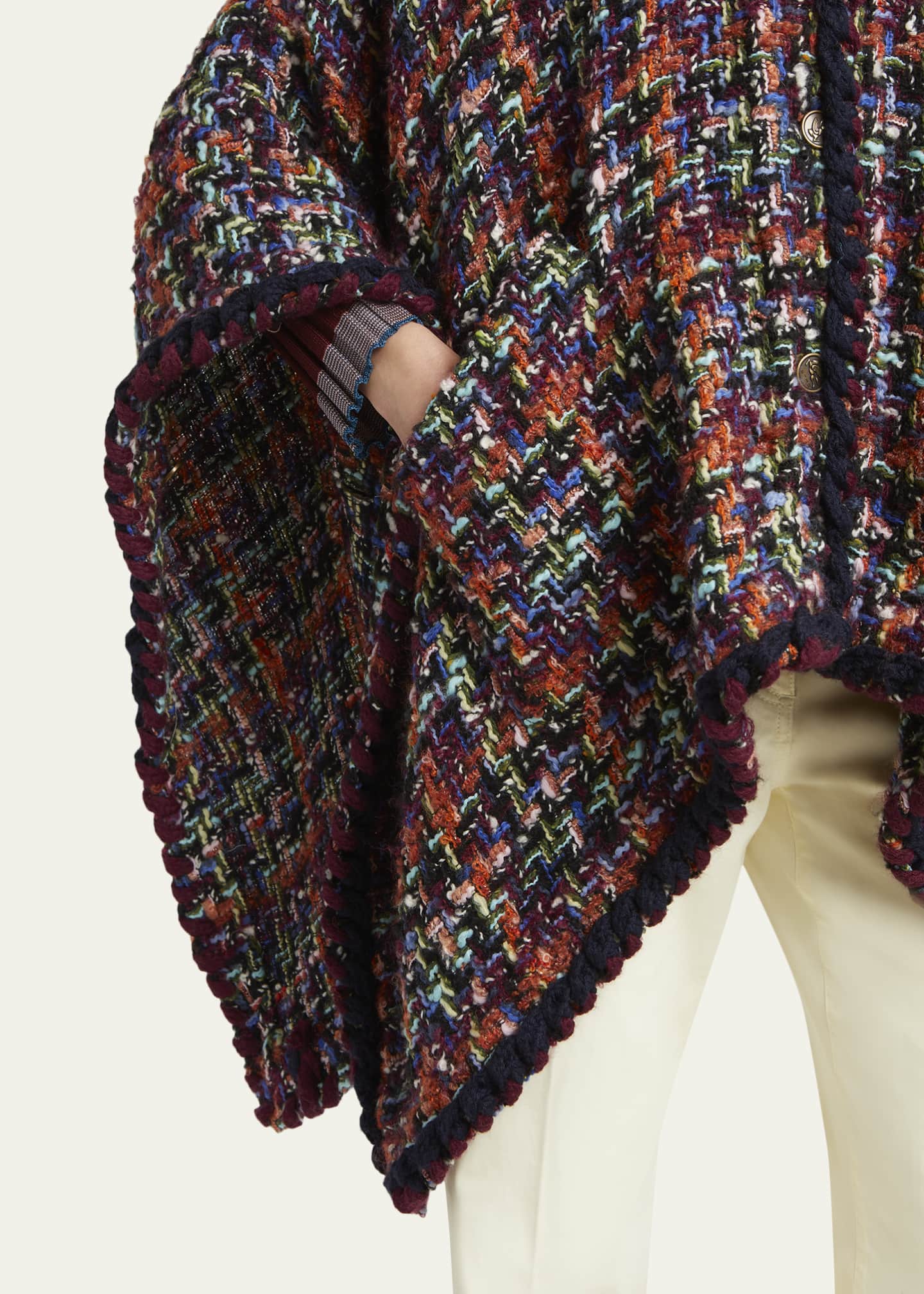 Etro Multicolor Tweed Wool-Mohair Blend Cape - Bergdorf Goodman