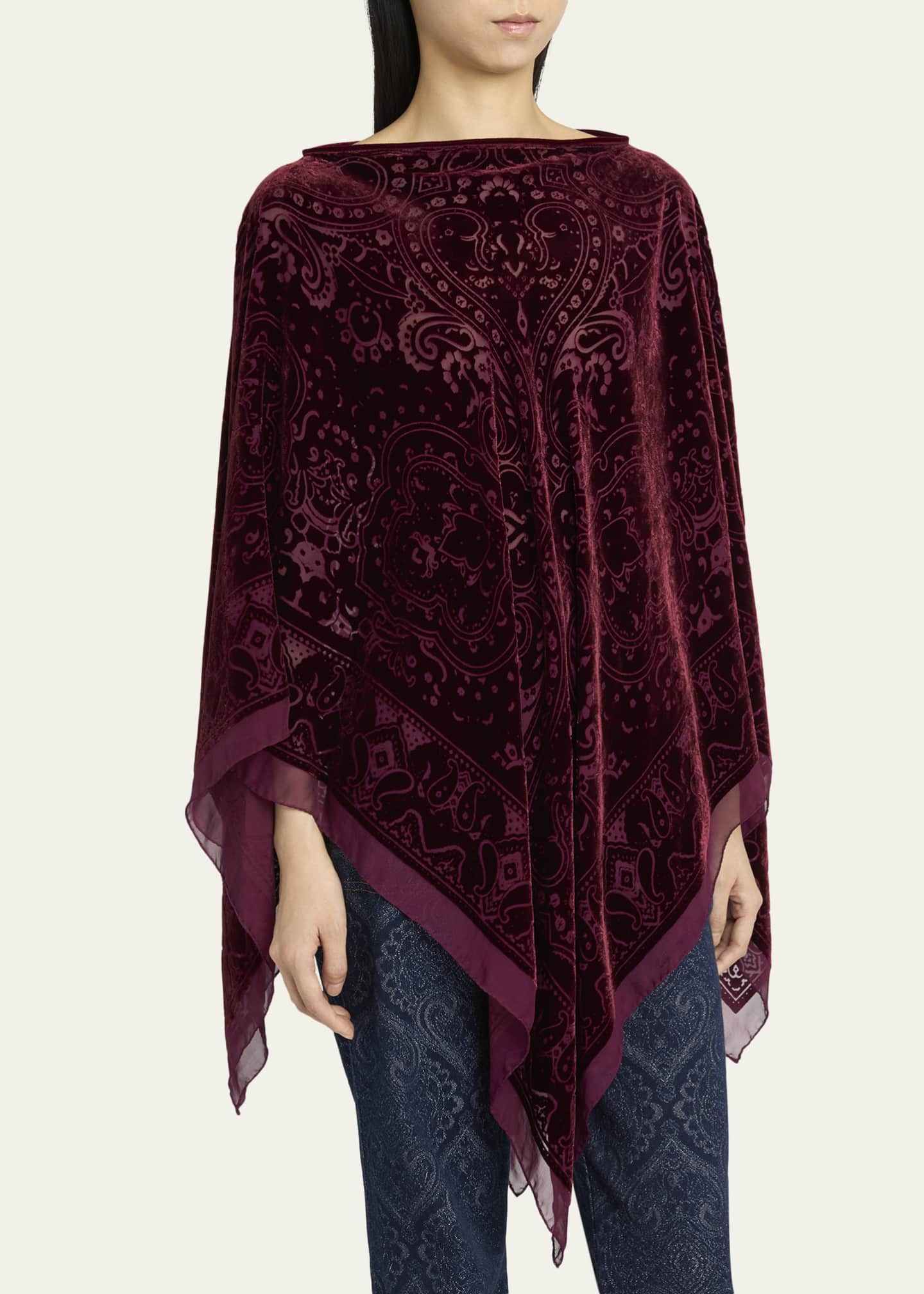 Etro Paisley-Pattern Velvet Poncho Top - Bergdorf Goodman
