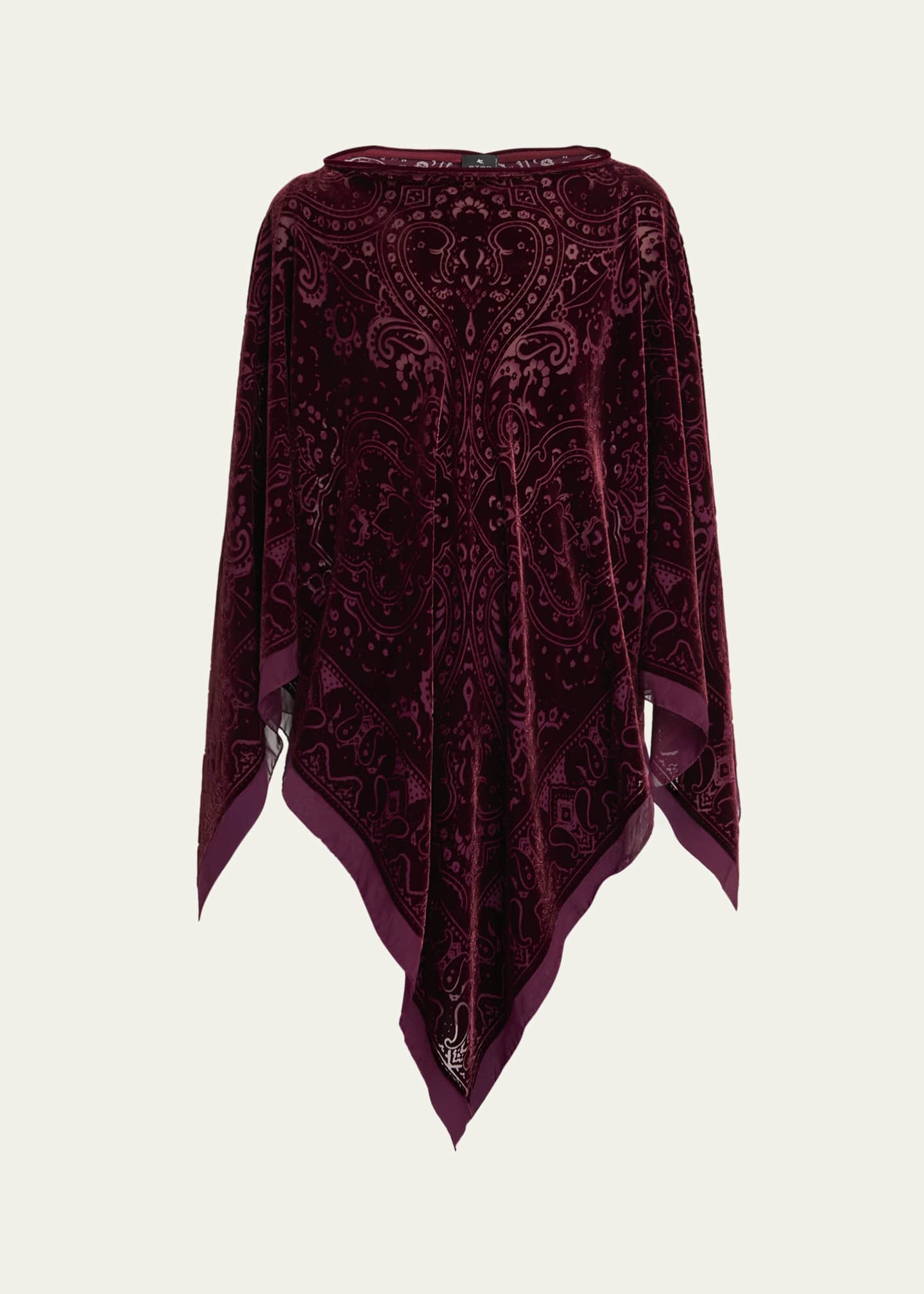 Etro Paisley-Pattern Velvet Poncho Top - Bergdorf Goodman