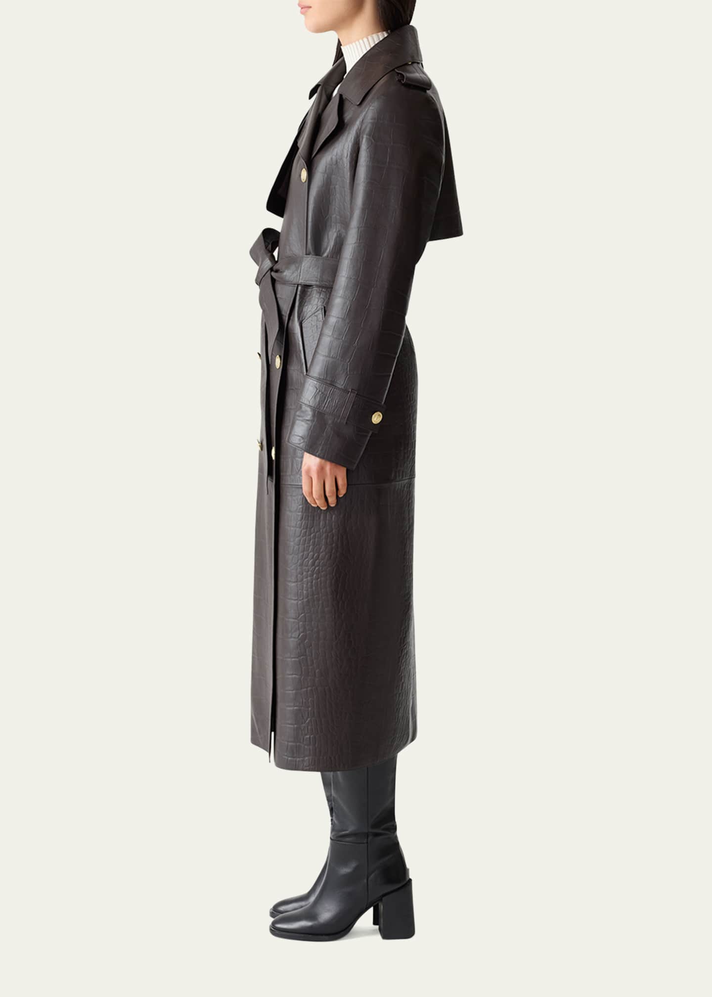 Mackage Gael-NV Croc-Embossed Leather Trench Coat - Bergdorf Goodman