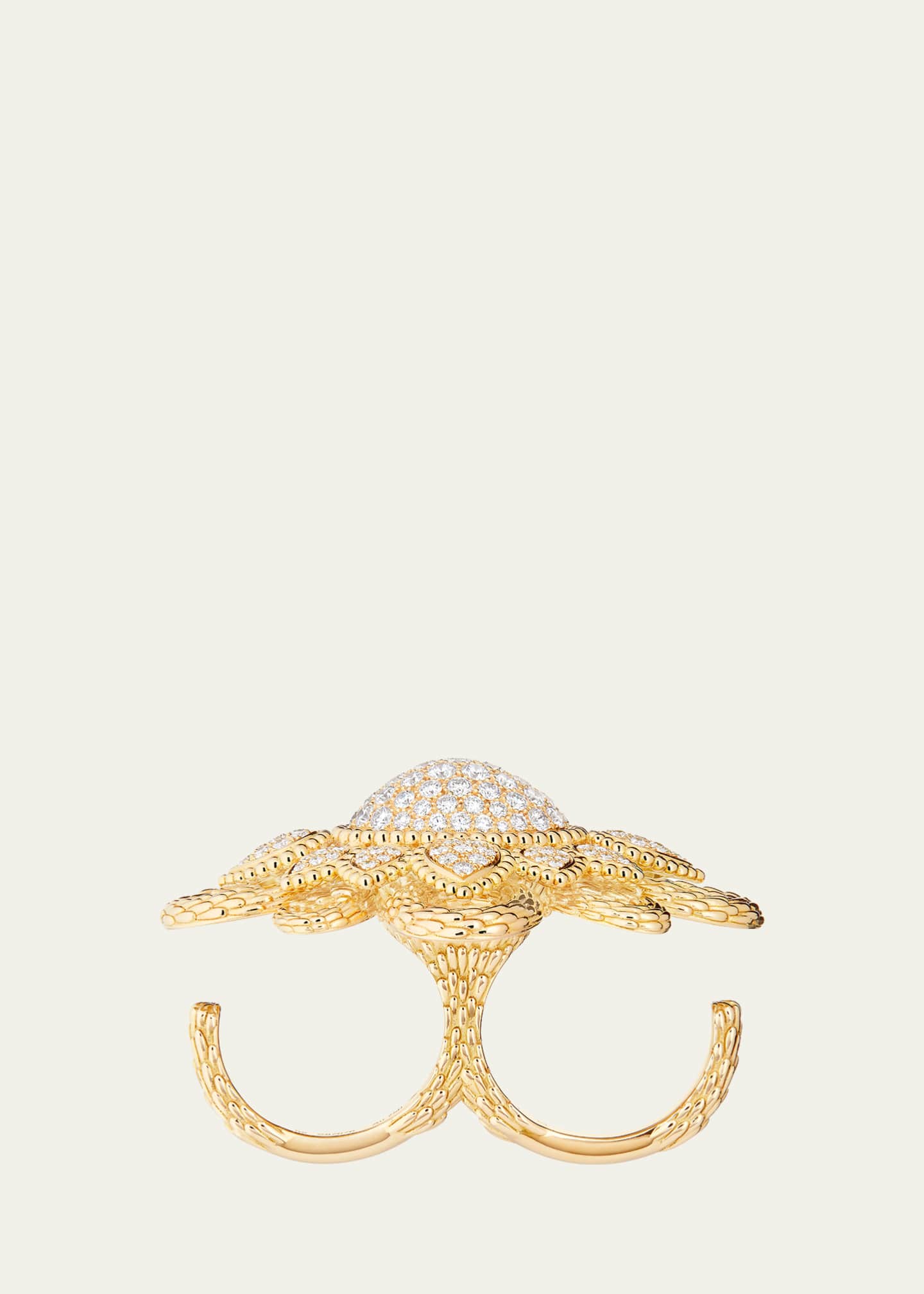 Boucheron Serpent Boheme 18K Yellow Gold Double Ring with Diamonds Image 2 of 3