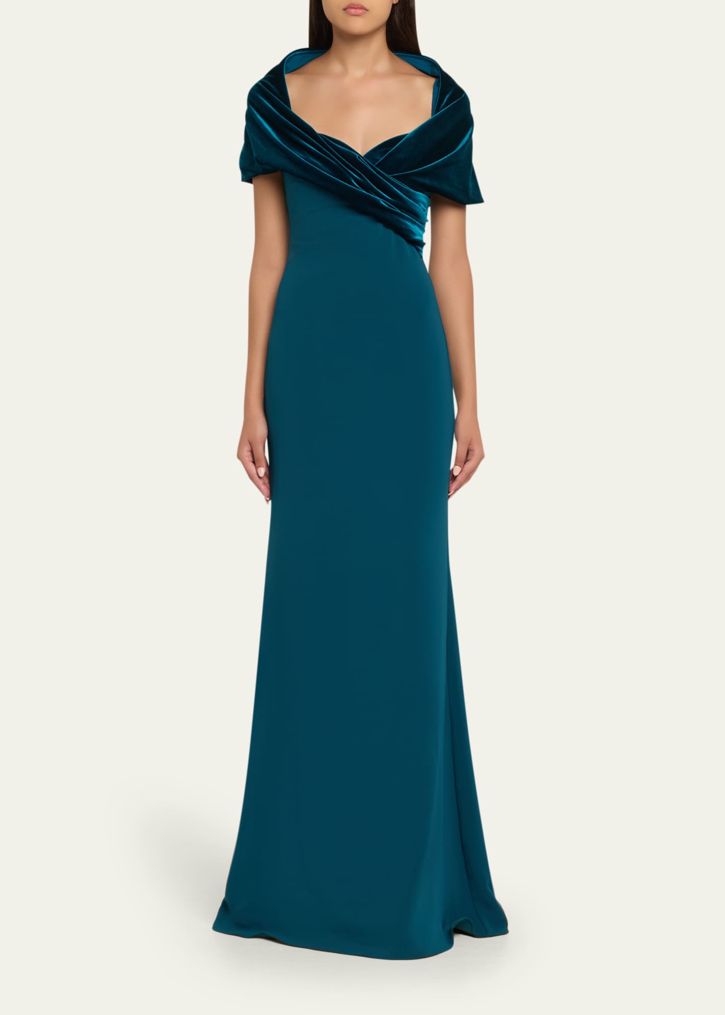 Badgley Mischka A-Line Sweetheart Gown with Velvet Cape Image 2 of 5