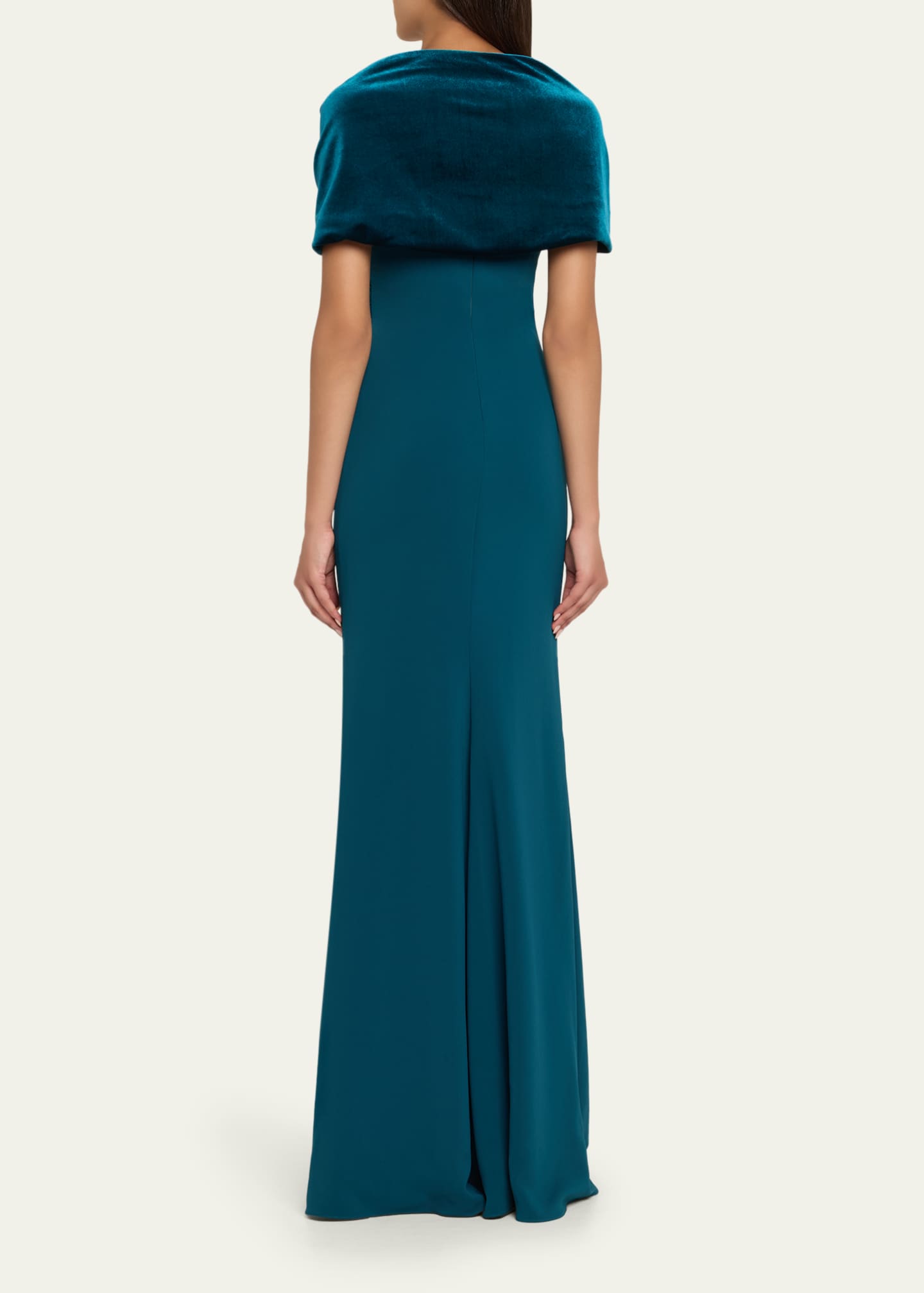 Badgley Mischka A-Line Sweetheart Gown with Velvet Cape Image 3 of 5