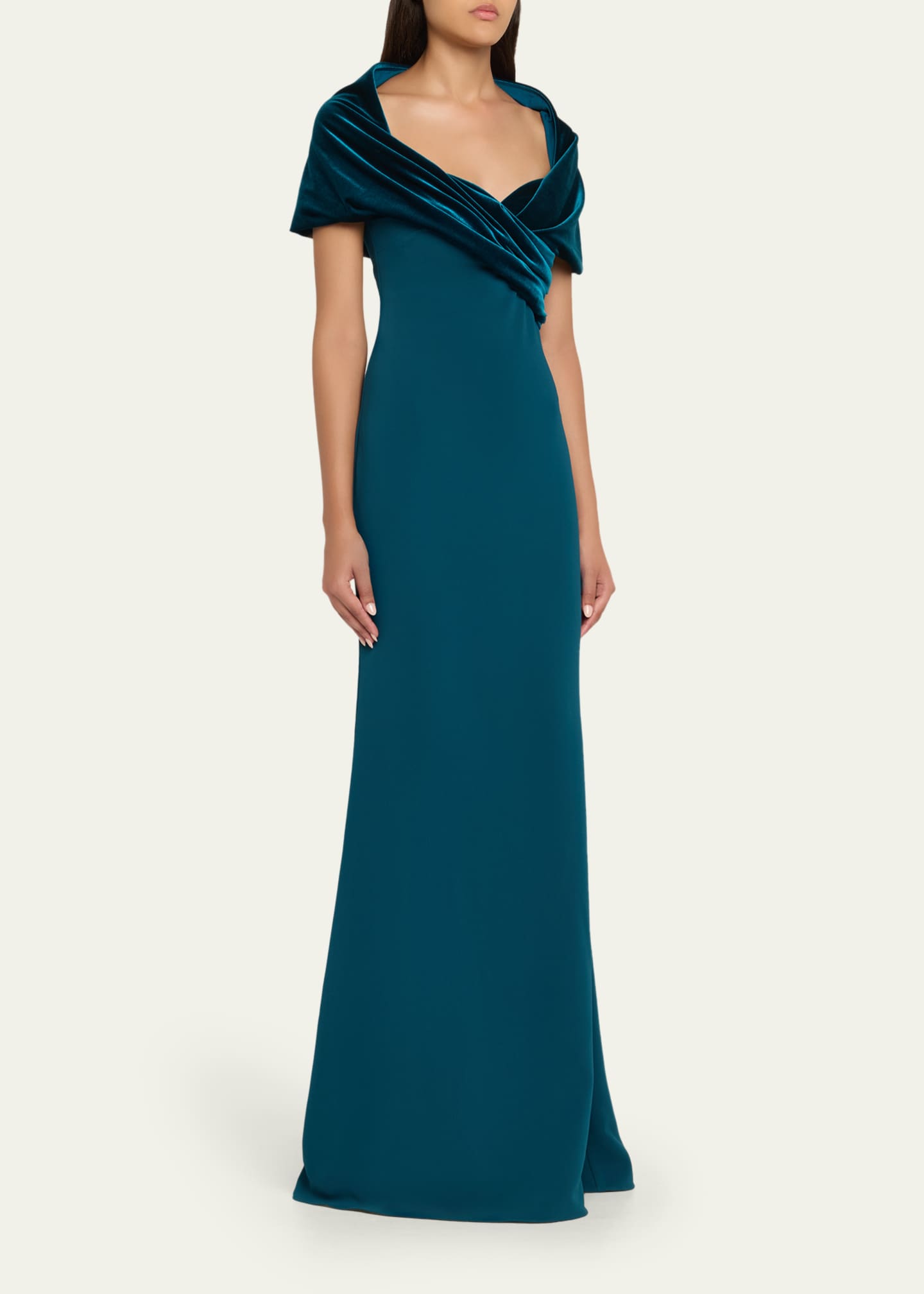 Badgley Mischka A-Line Sweetheart Gown with Velvet Cape Image 4 of 5