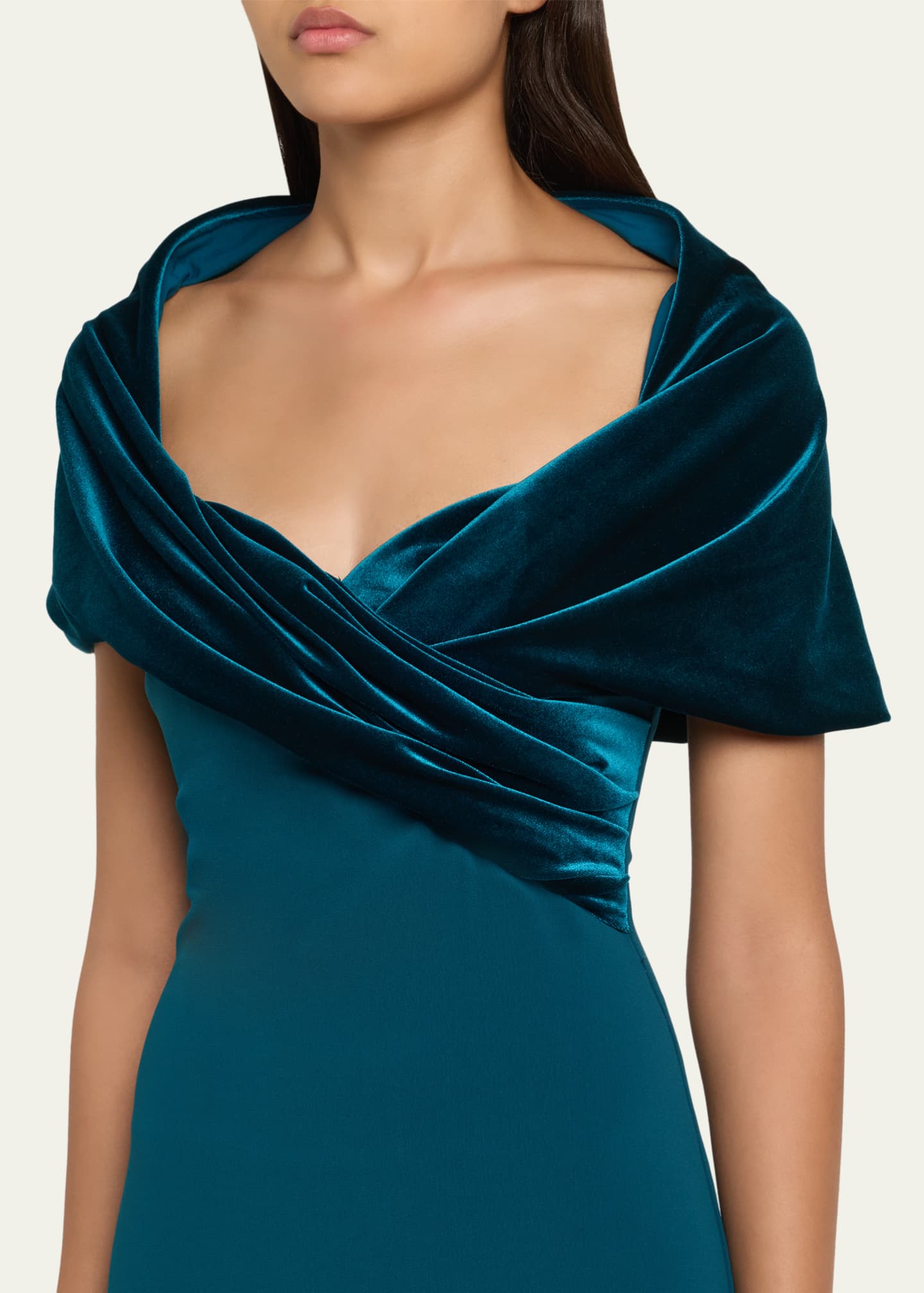 Badgley Mischka A-Line Sweetheart Gown with Velvet Cape Image 5 of 5