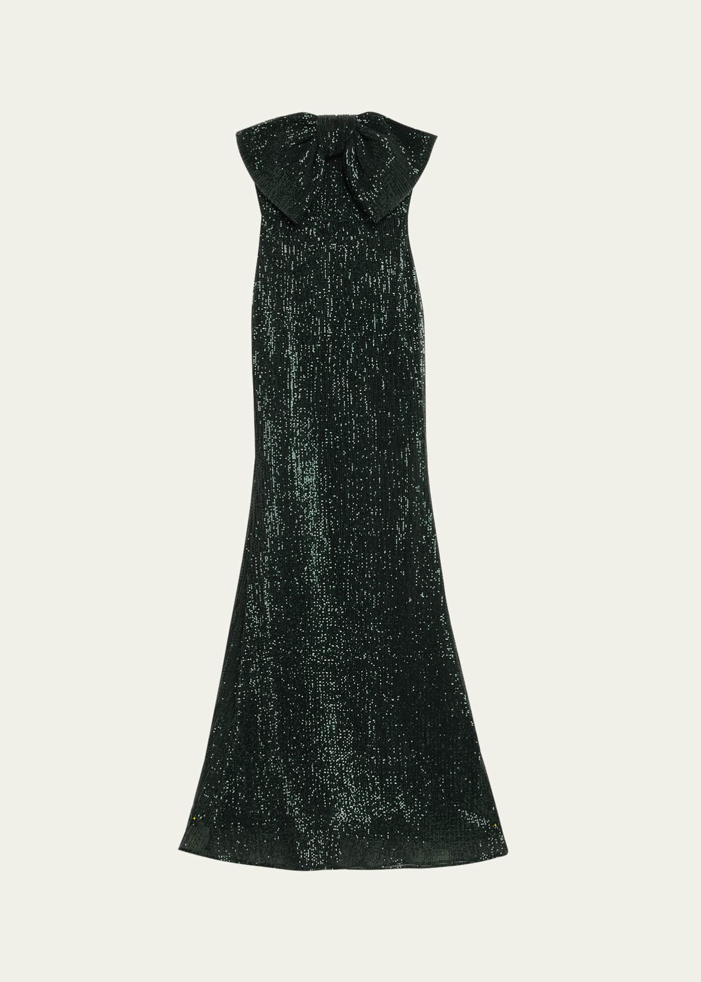 petite formal black dress Long Sleeve Ruffle Shoulder Gown