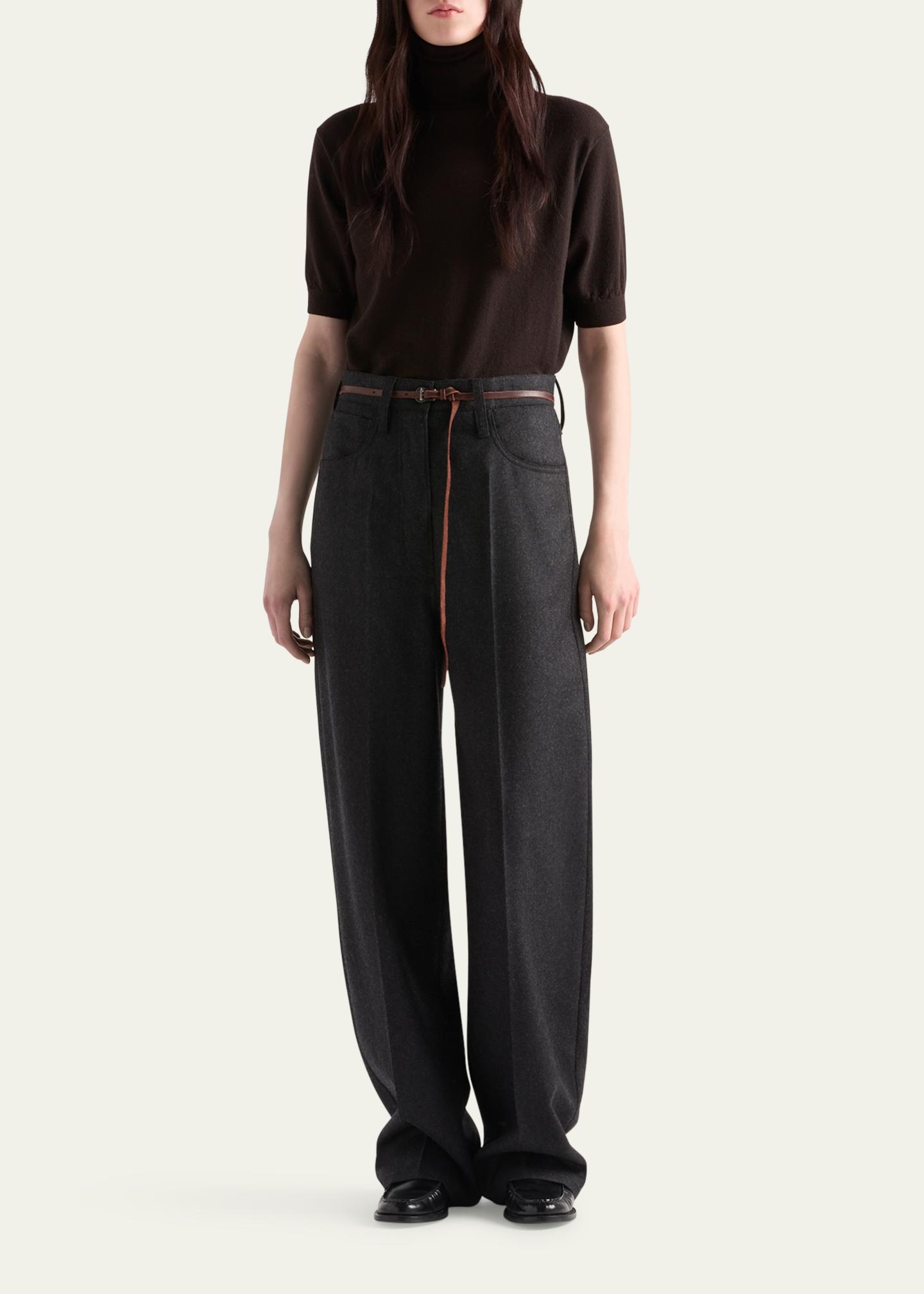 Prada Turtleneck Superfine Cashmere Short-Sleeve Sweater