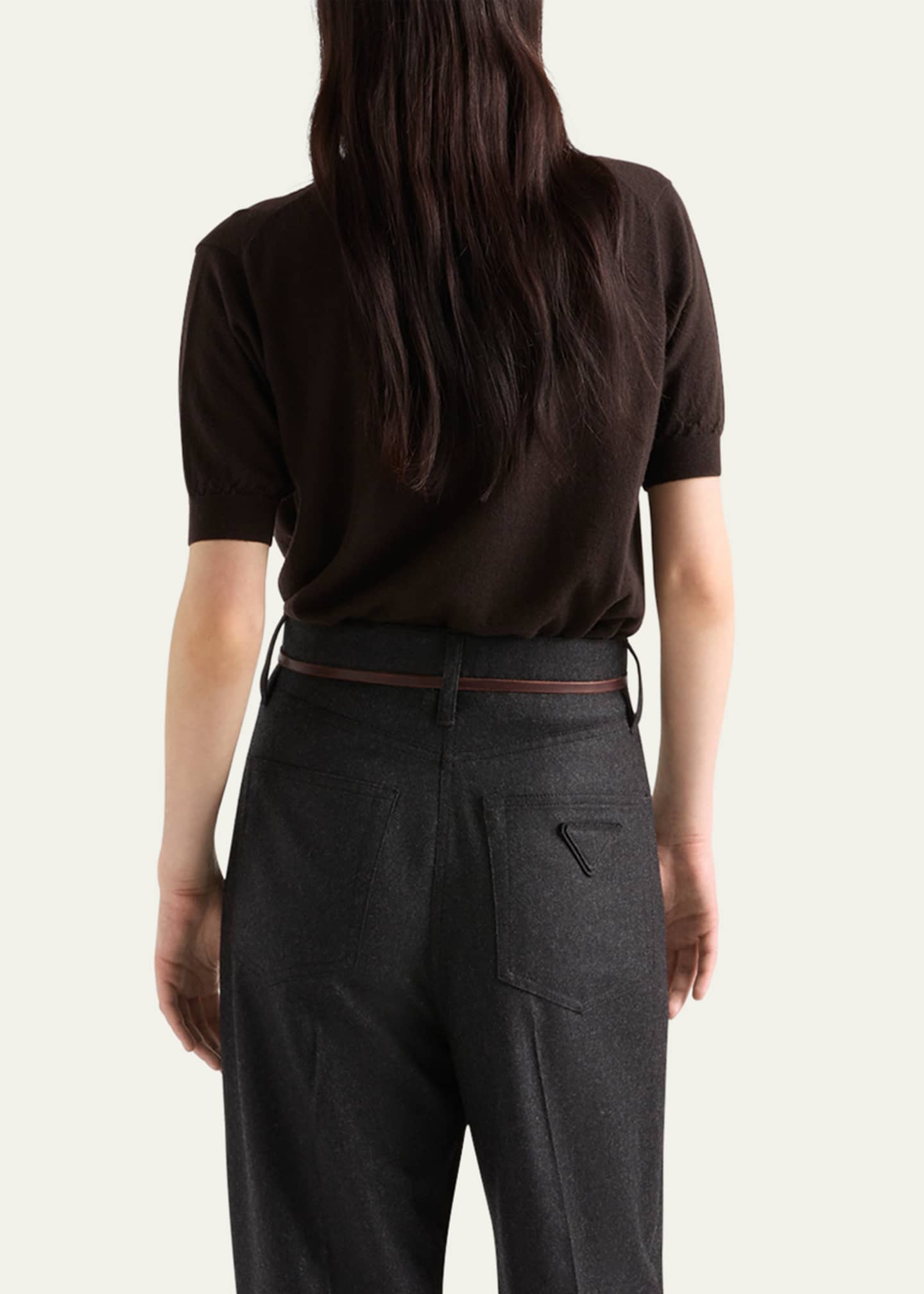 Prada Turtleneck Superfine Cashmere Short-Sleeve Sweater