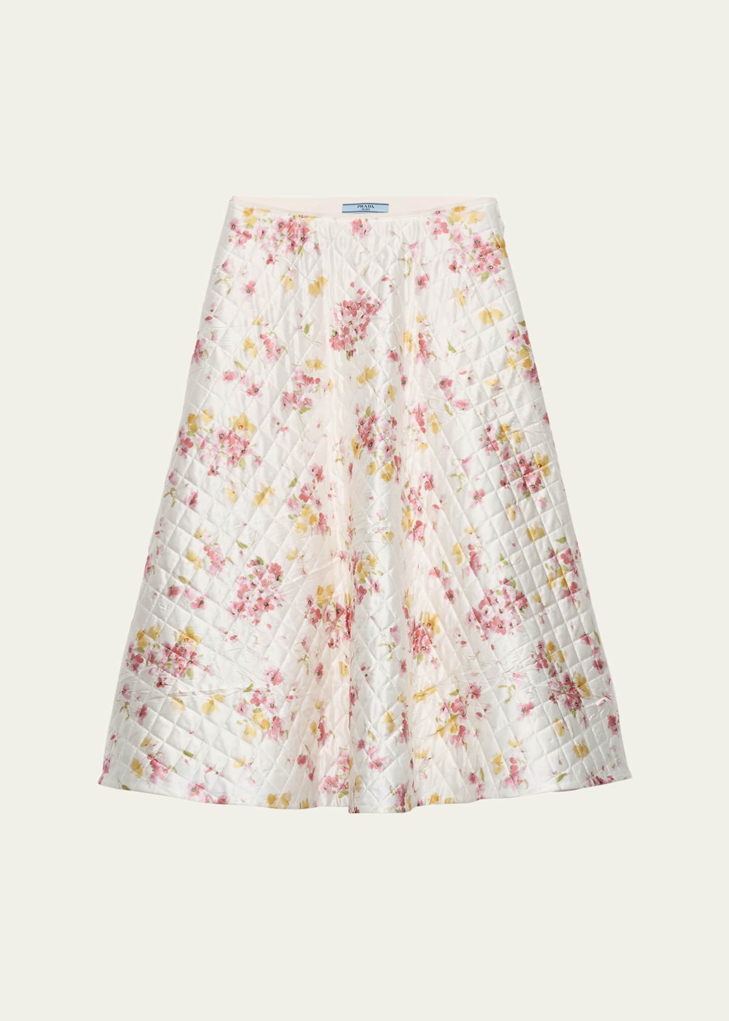 Prada Bouquet Satin Quilted Midi Skirt - Bergdorf Goodman