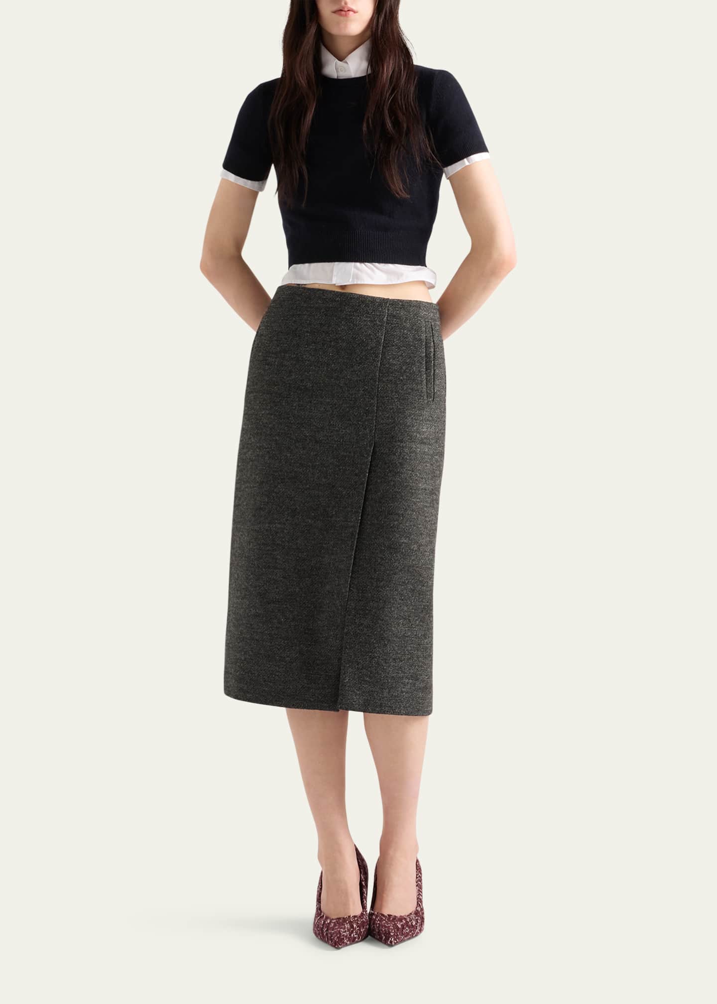 Prada Short-Sleeve Cashmere Crop Sweater - Bergdorf Goodman