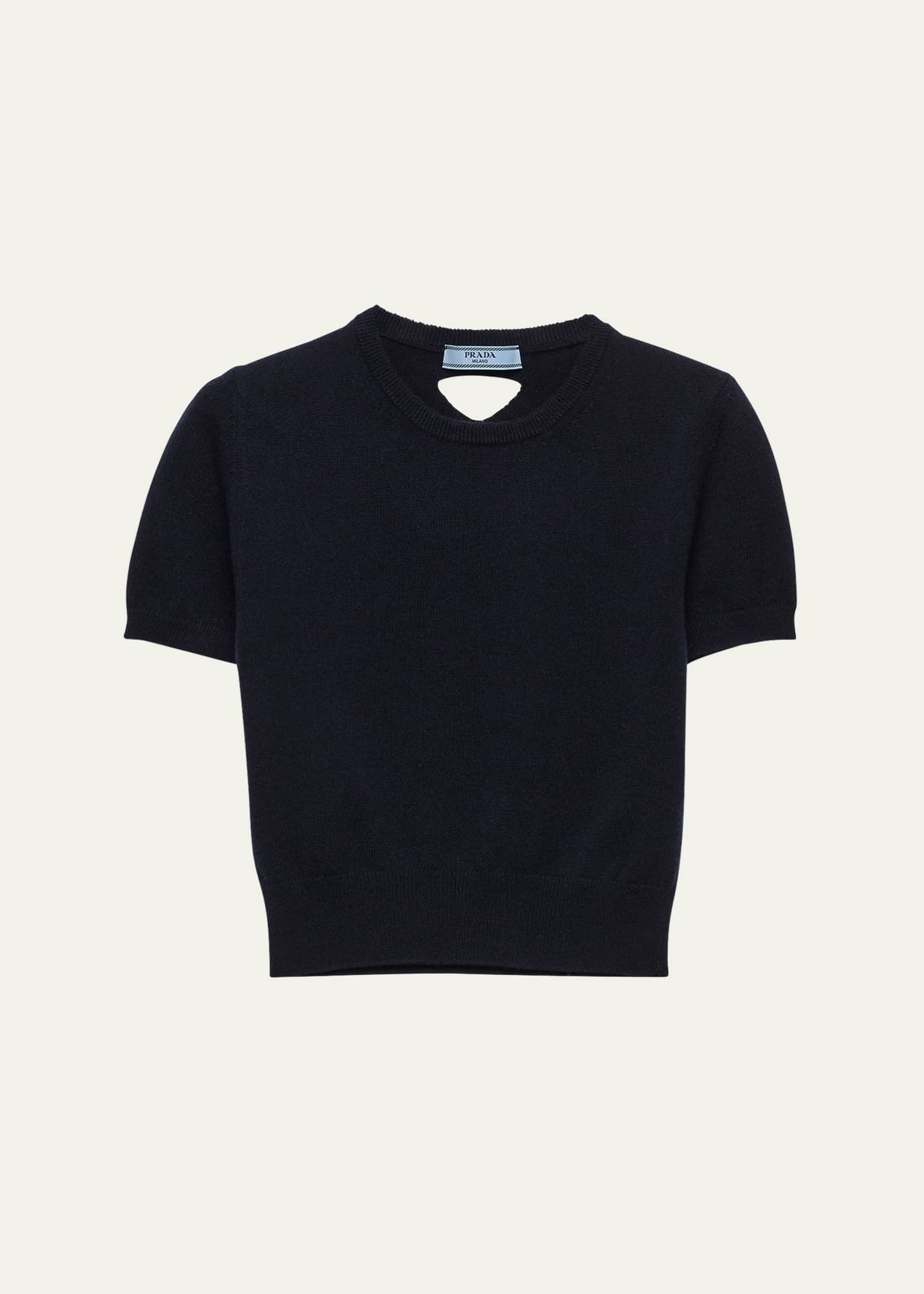 Prada Short-Sleeve Cashmere Crop Sweater - Bergdorf Goodman