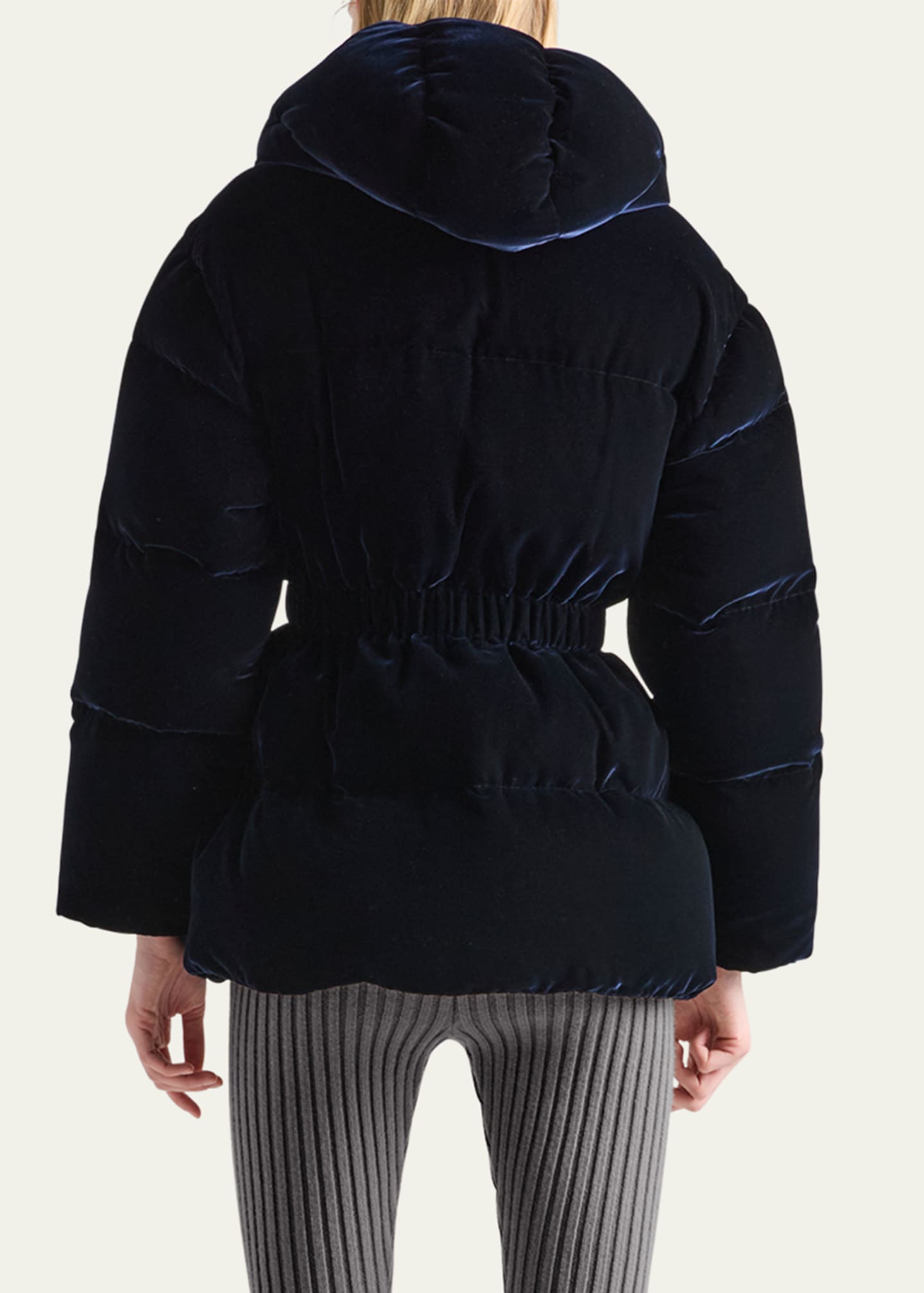 Prada Cinched Velvet Puffer Jacket - Bergdorf Goodman