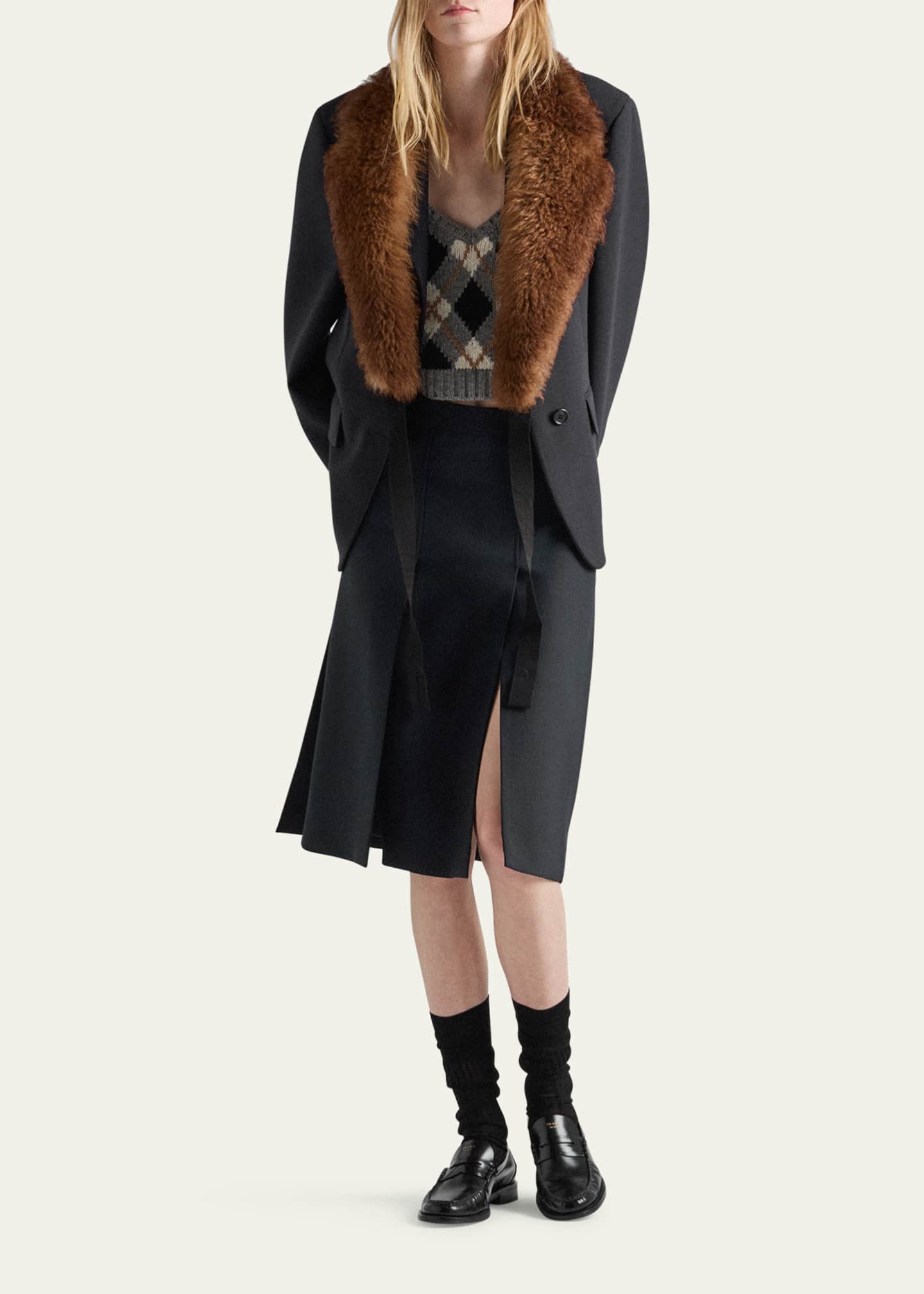 Prada Cashmere Argyle Knit Crop Tank Top - Bergdorf Goodman