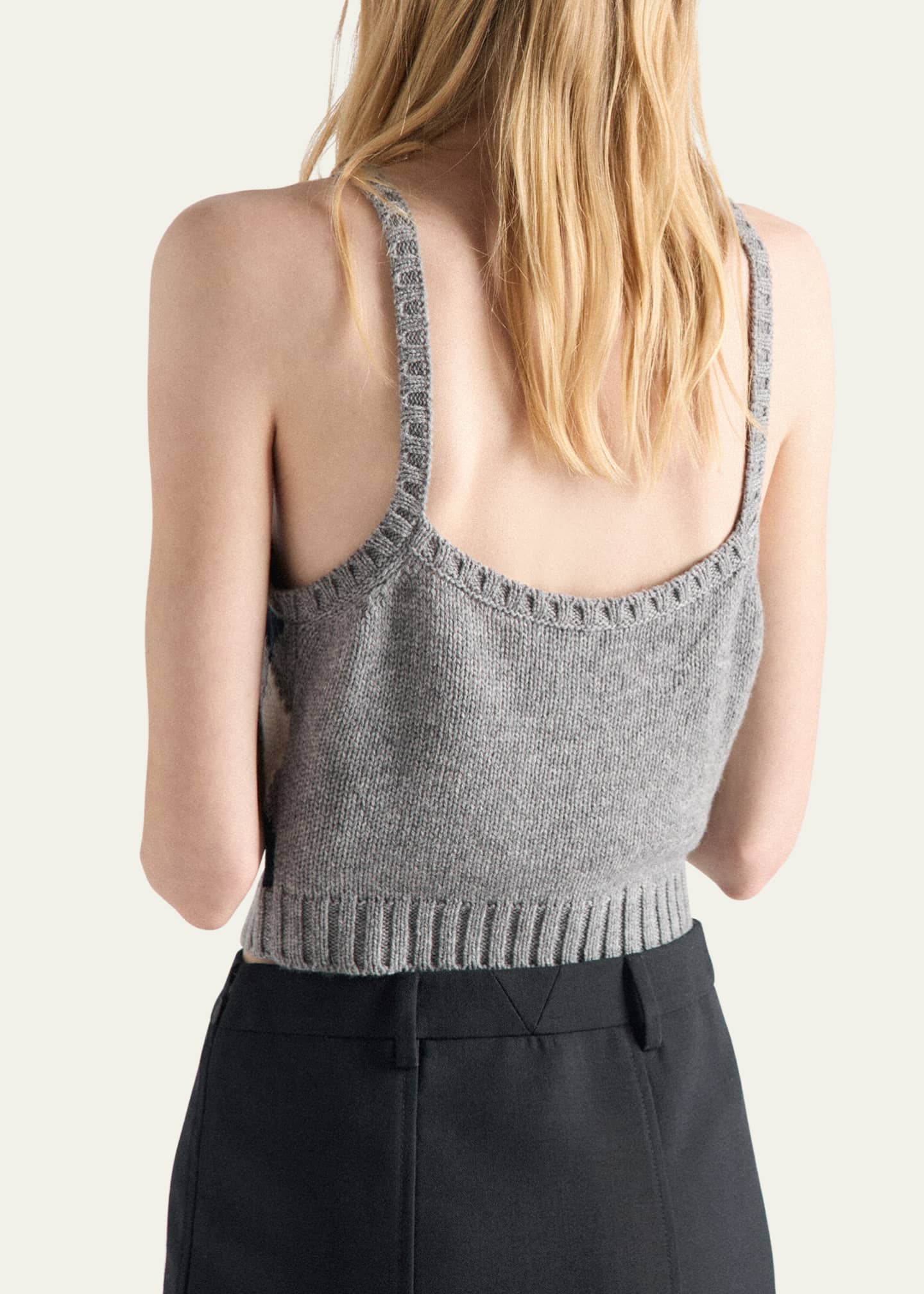 Prada Cashmere Argyle Knit Crop Tank Top - Bergdorf Goodman