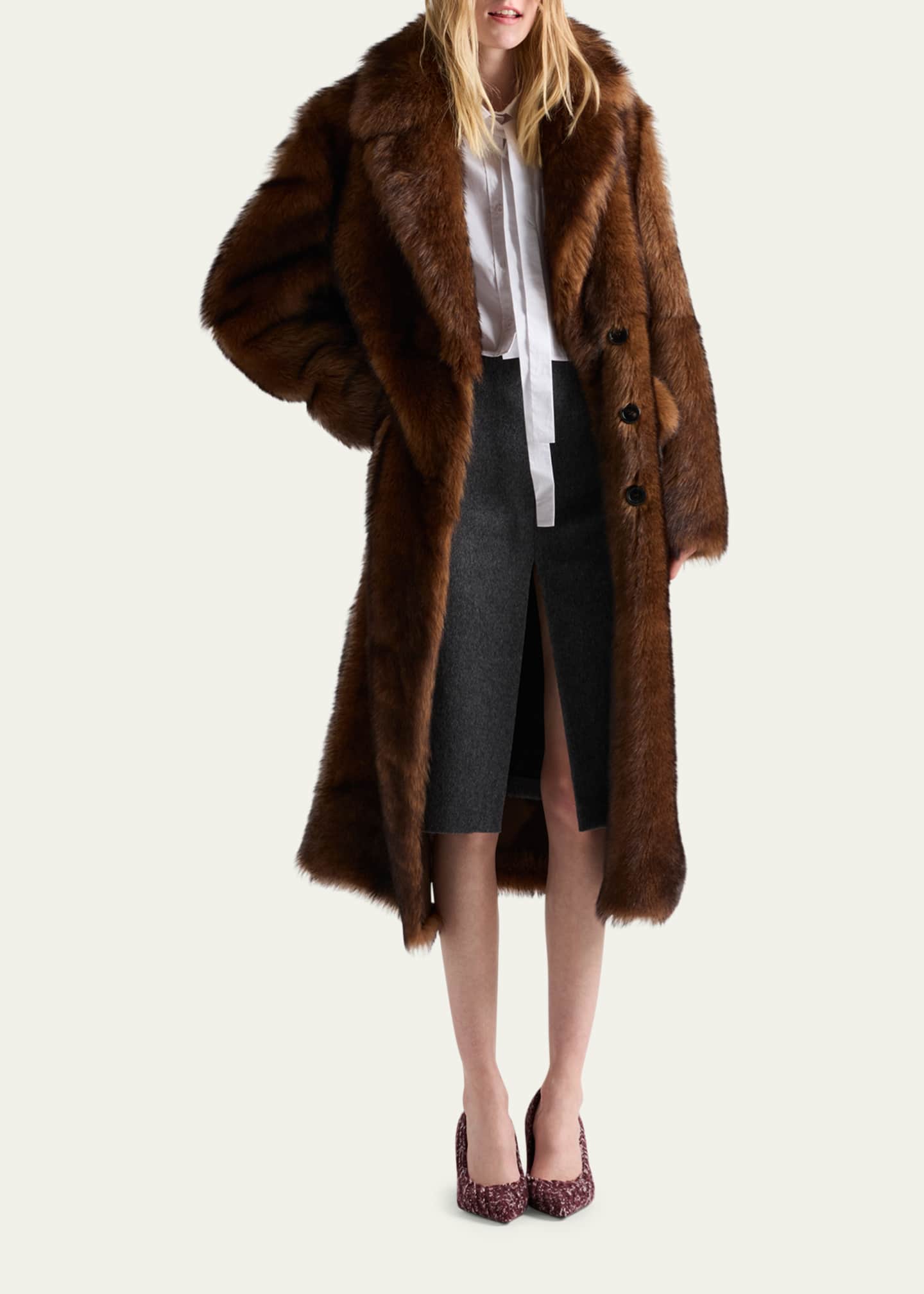 Prada Neck-Tie Popeline Crop Button-Down Shirt - Bergdorf Goodman