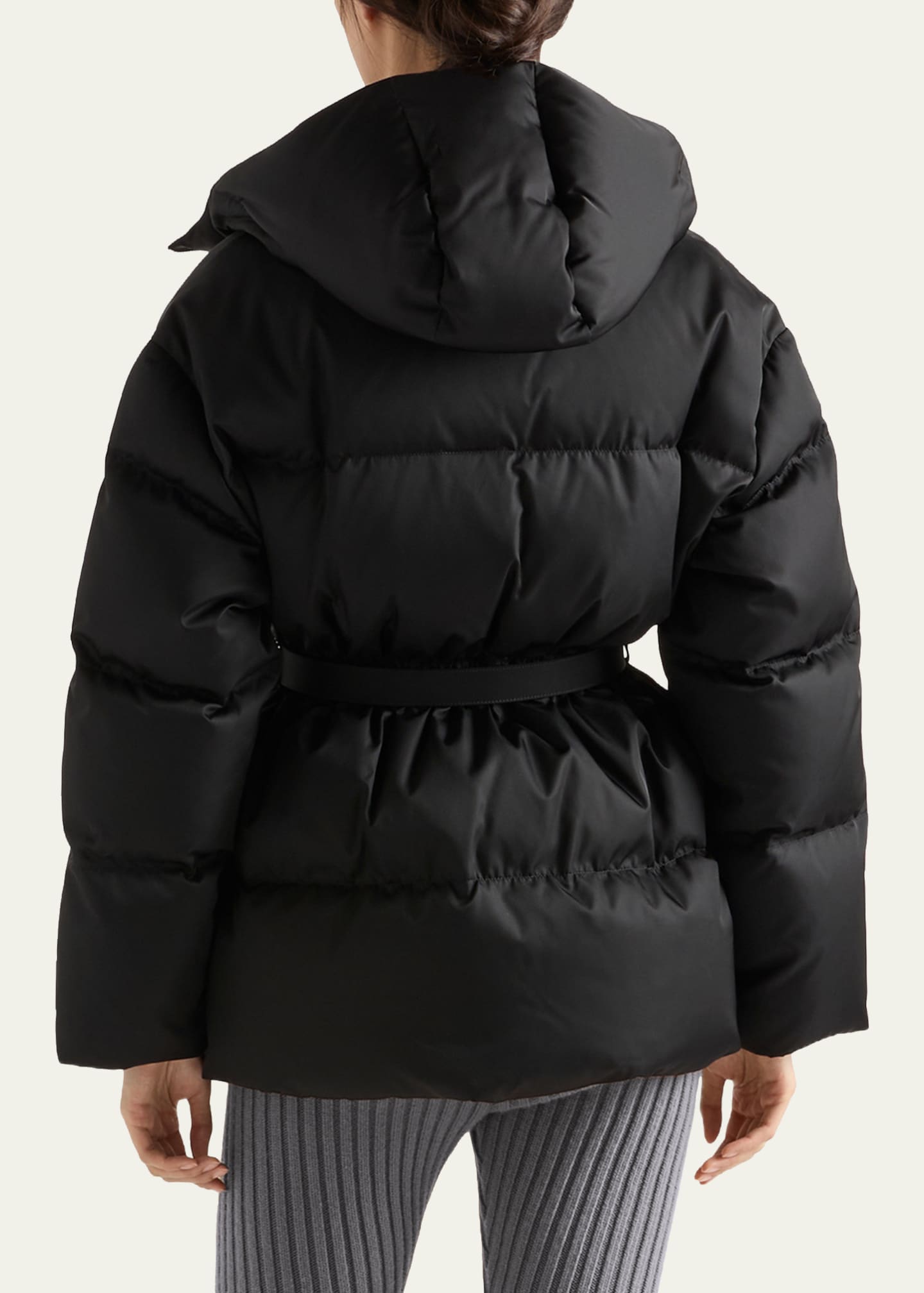 Belted Re-Nylon Puffer Jacket