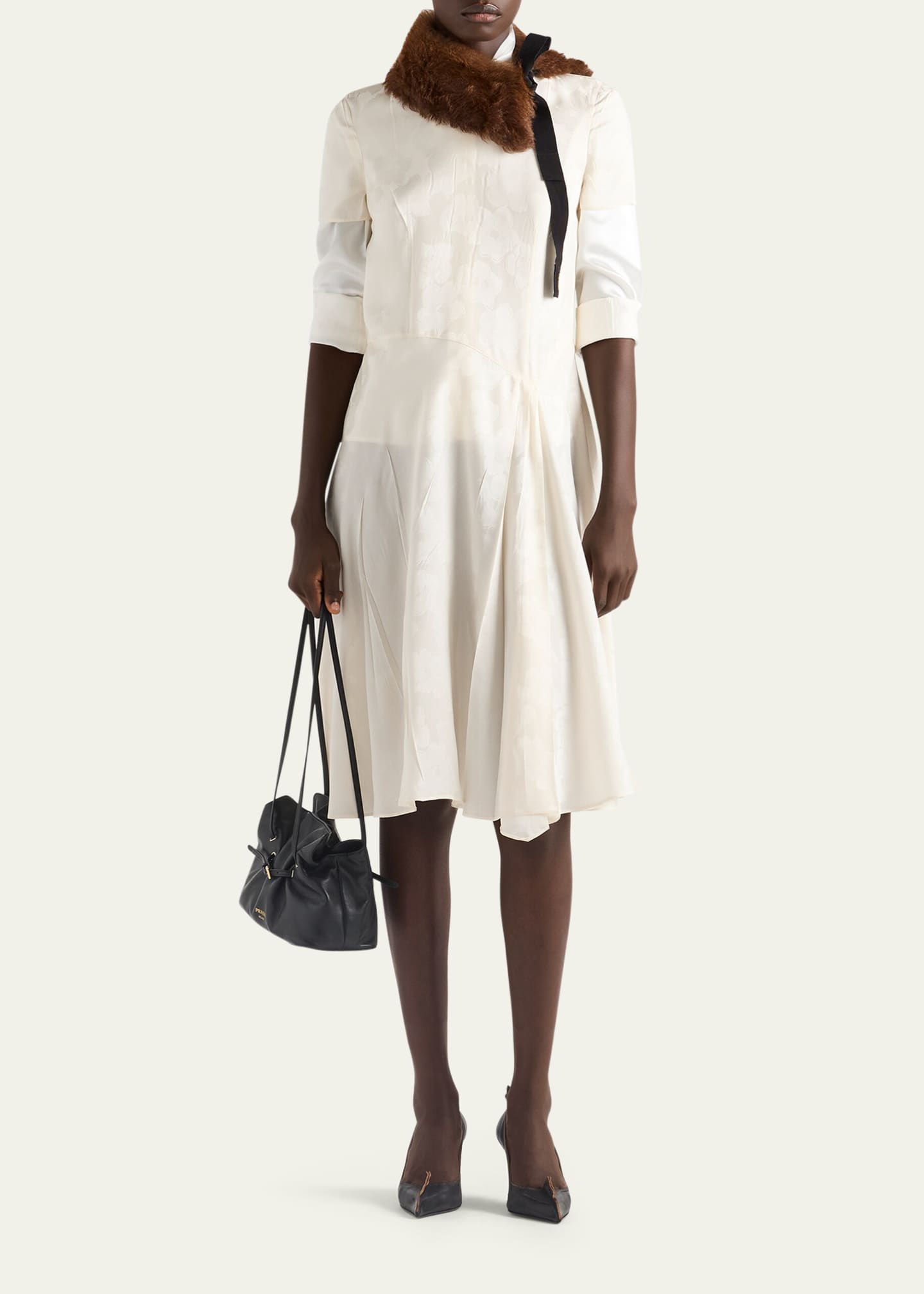 Prada Primula Jacquard Asymmetric Midi Dress - Bergdorf Goodman