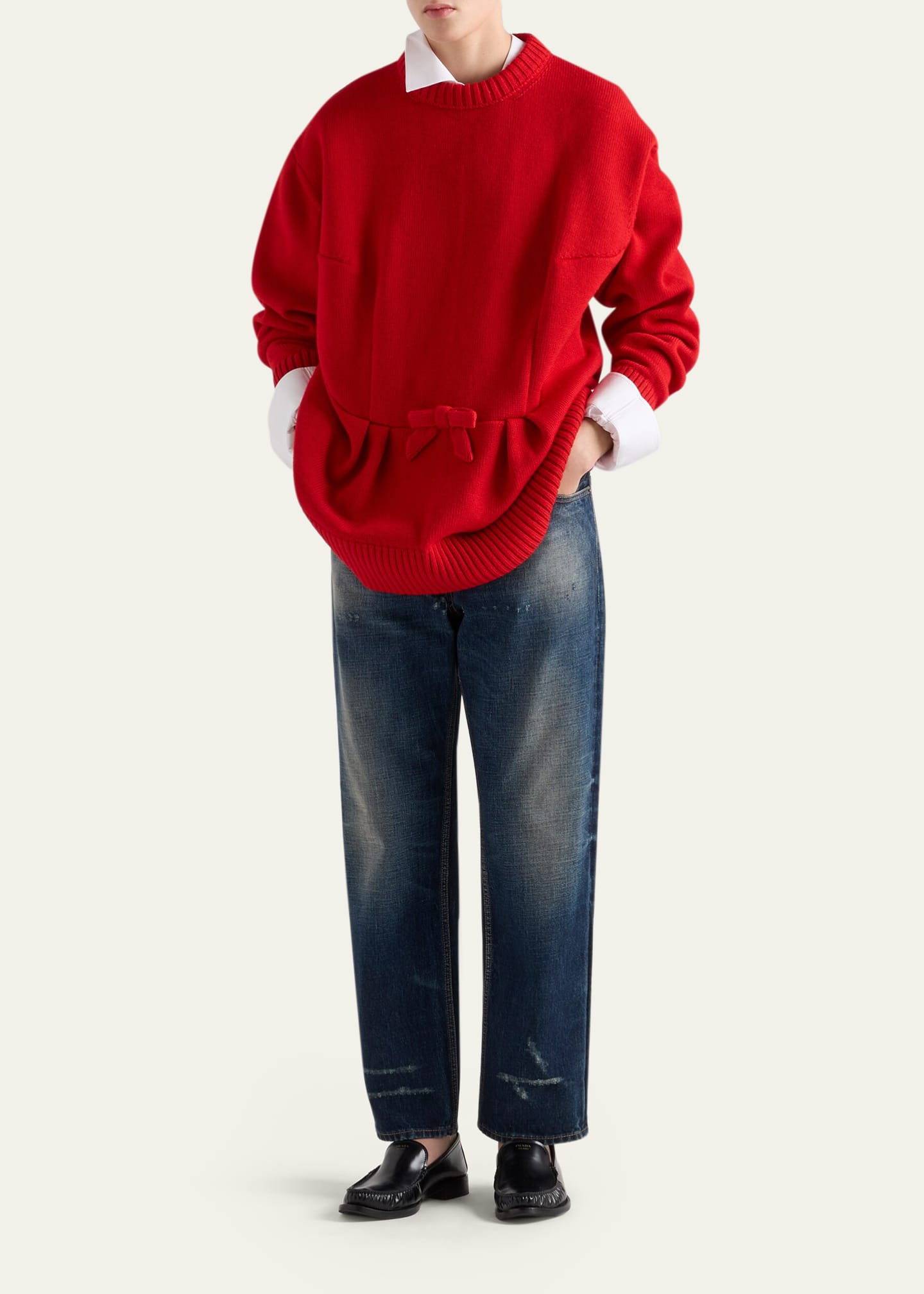 Prada Distressed Straight-Leg Jeans - Bergdorf Goodman