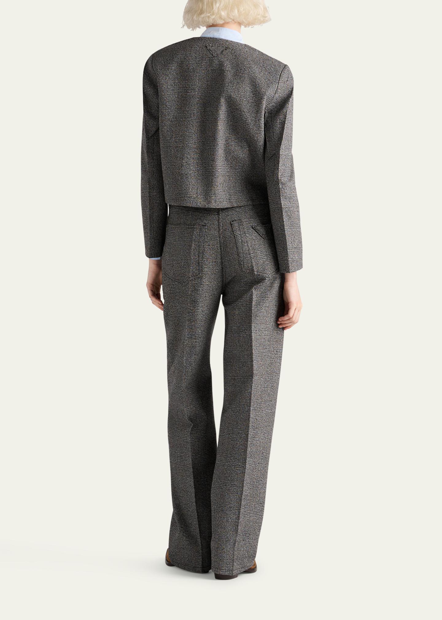 Prada Prince Of Wales Mouline Boxy Crop Jacket - Bergdorf Goodman