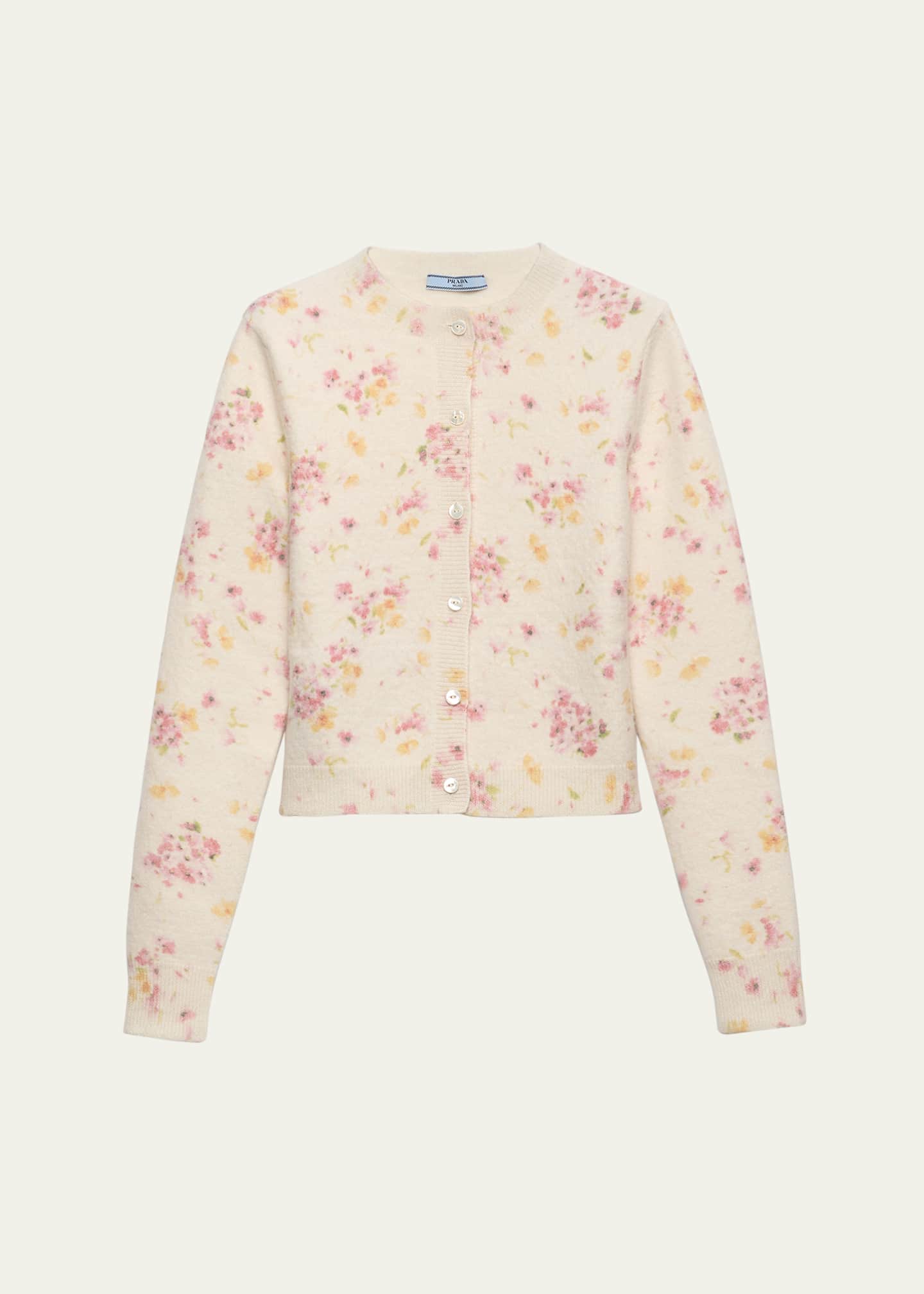 Prada Floral Crewneck Cardigan - Bergdorf Goodman