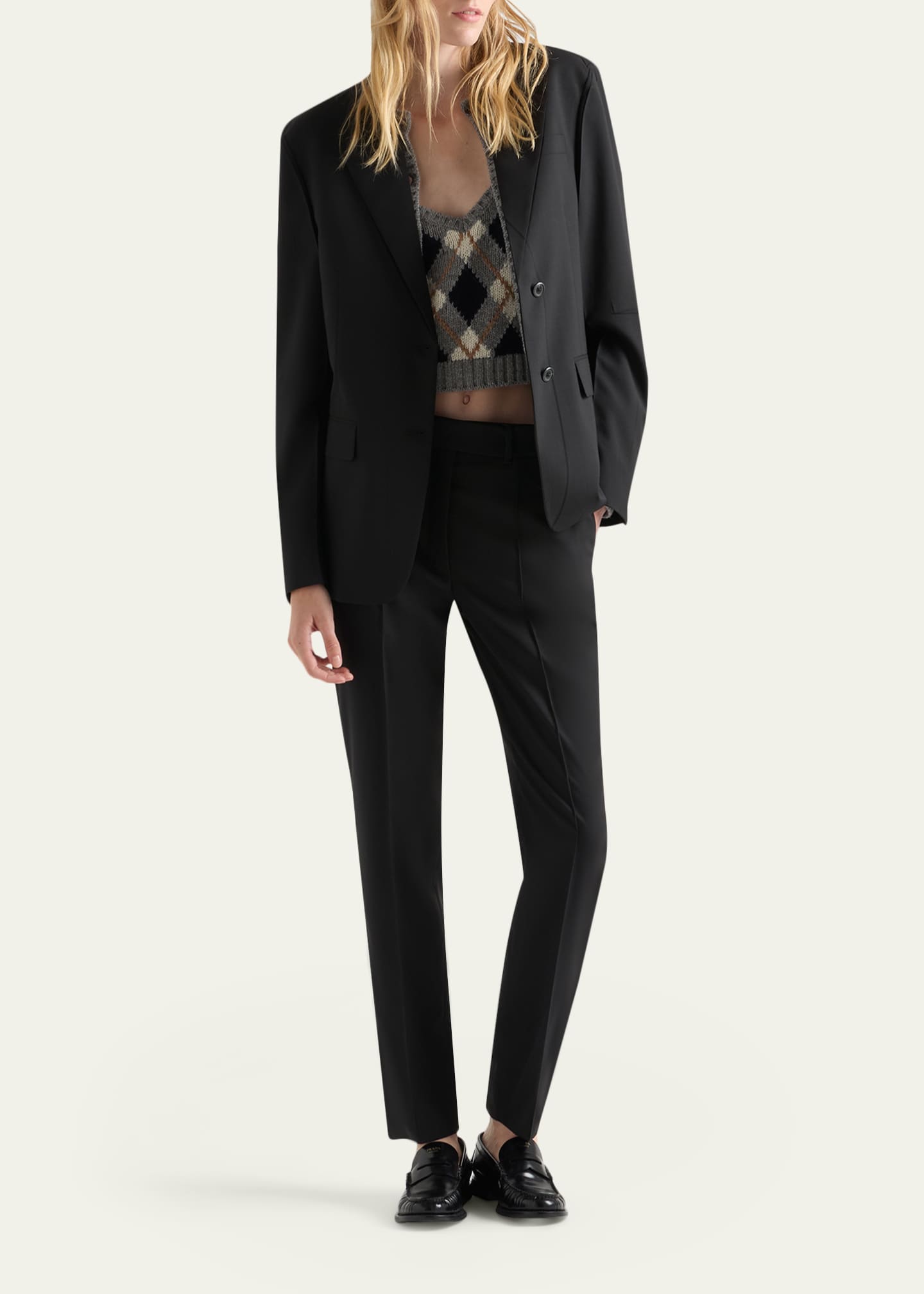 prada wool trousers ウールパンツ Navy Wool Pants | PRADA