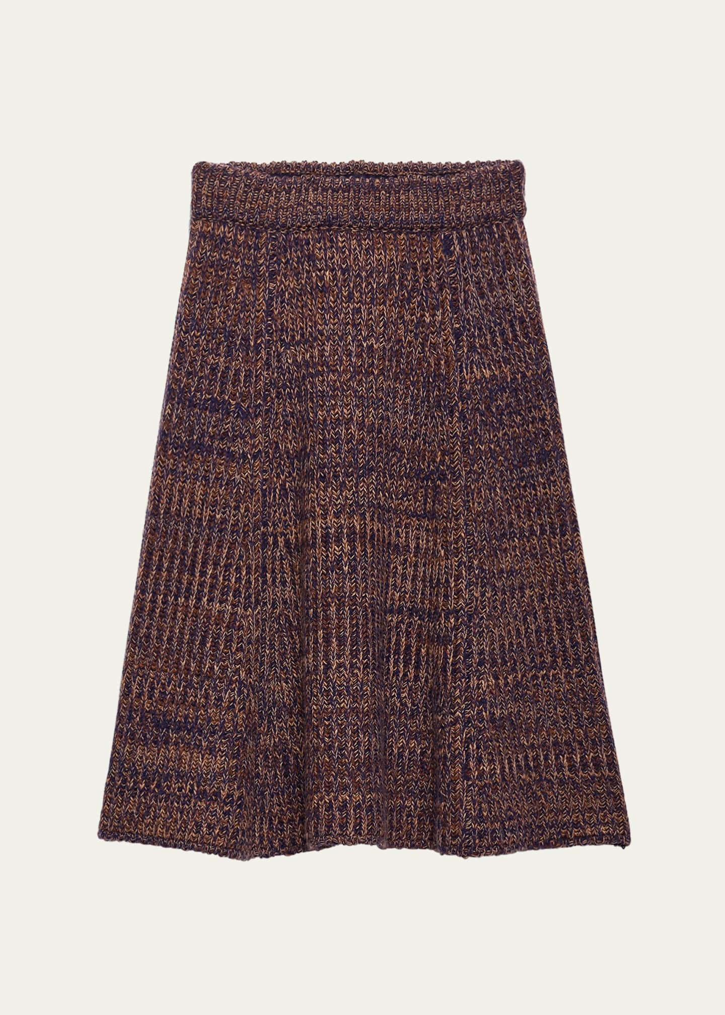 Prada Cashmere-Wool Mouline Midi Skirt Image 1 of 4