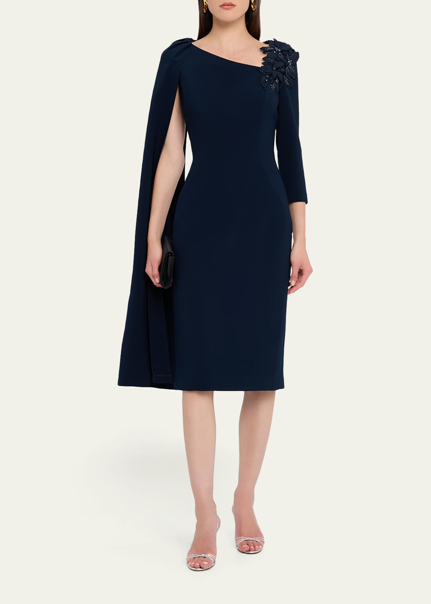 Teri Jon Asymmetrical Crepe Dress Size 2
