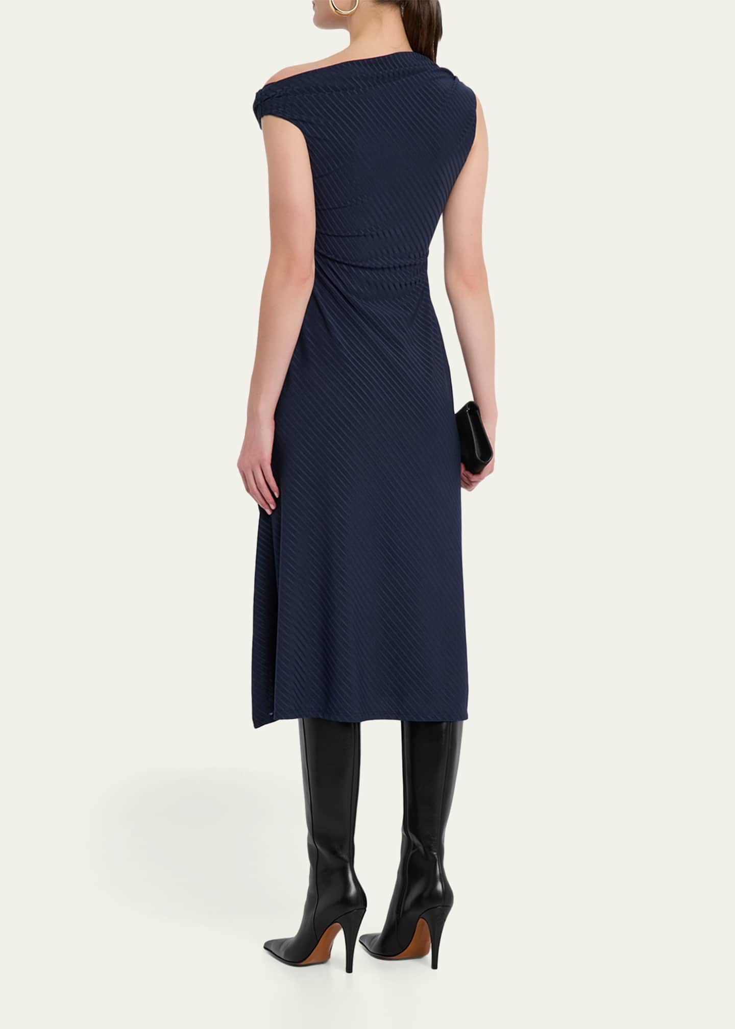knee length dresses for ladies Salome | Black Twisted Asymmetric Midi Dress