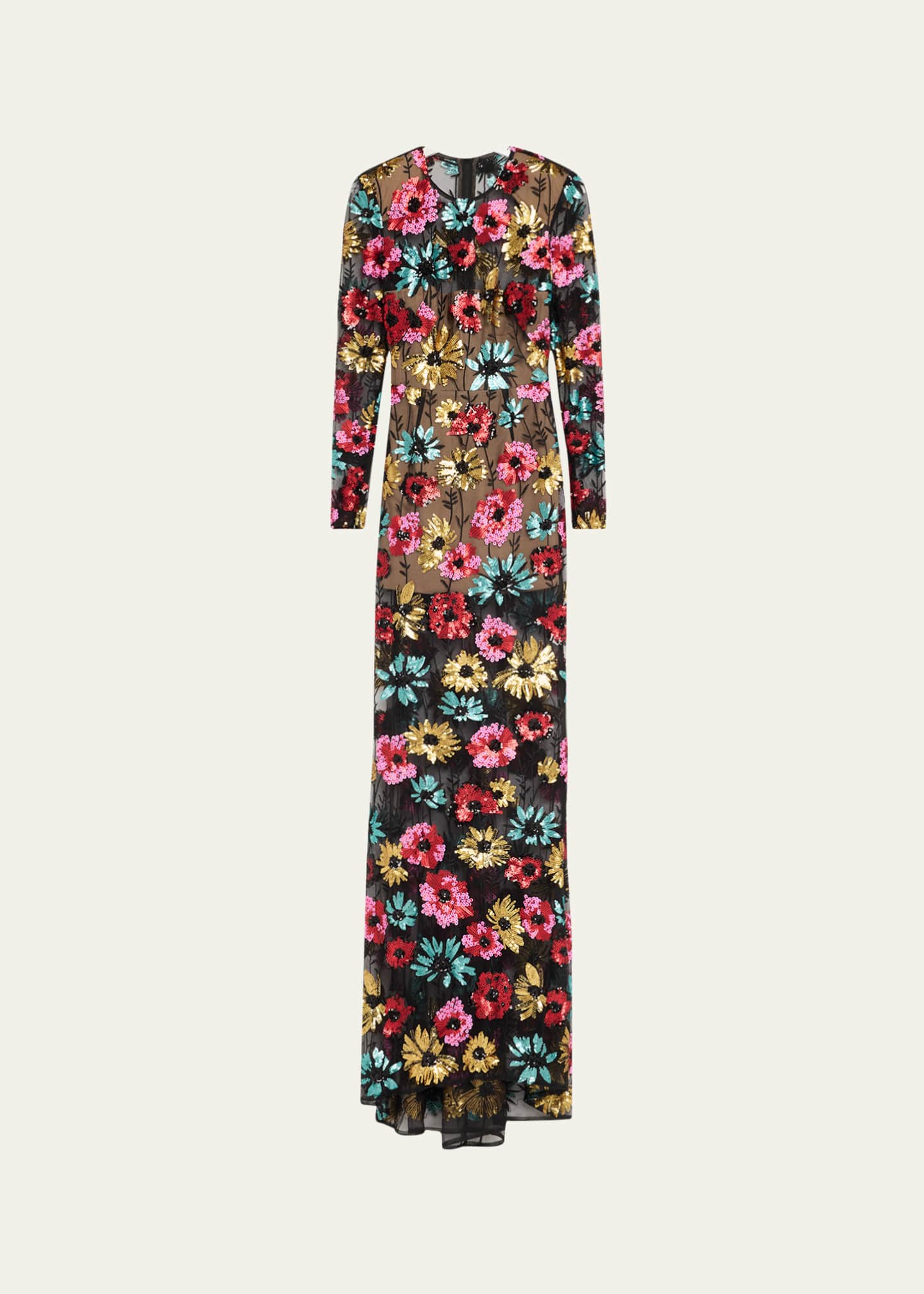 Bronx Banco Francesca Sequin Embroidered Column Gown - Bergdorf Goodman