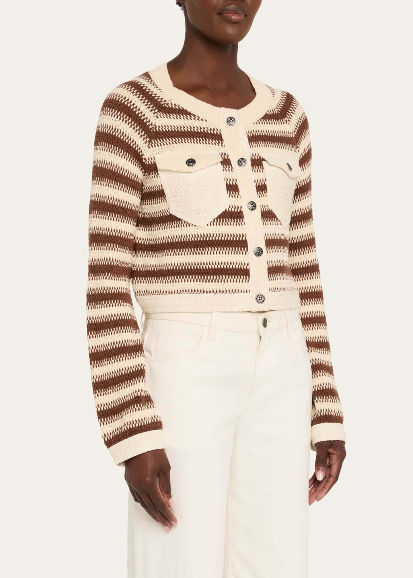 Cinq a Sept Suki Stripe Combo Cardigan - Bergdorf Goodman