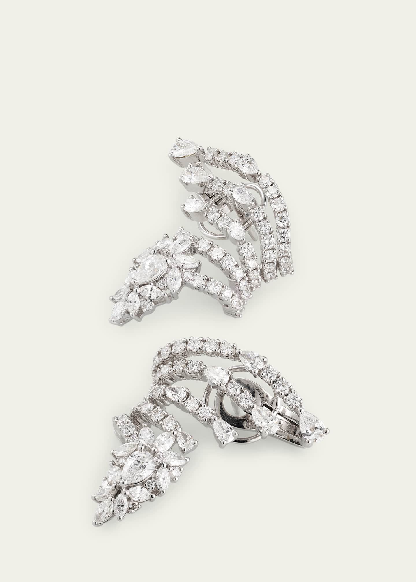Yeprem 18K White Gold Round, Marquise and Pear Diamond Spread Earrings Image 3 of 4