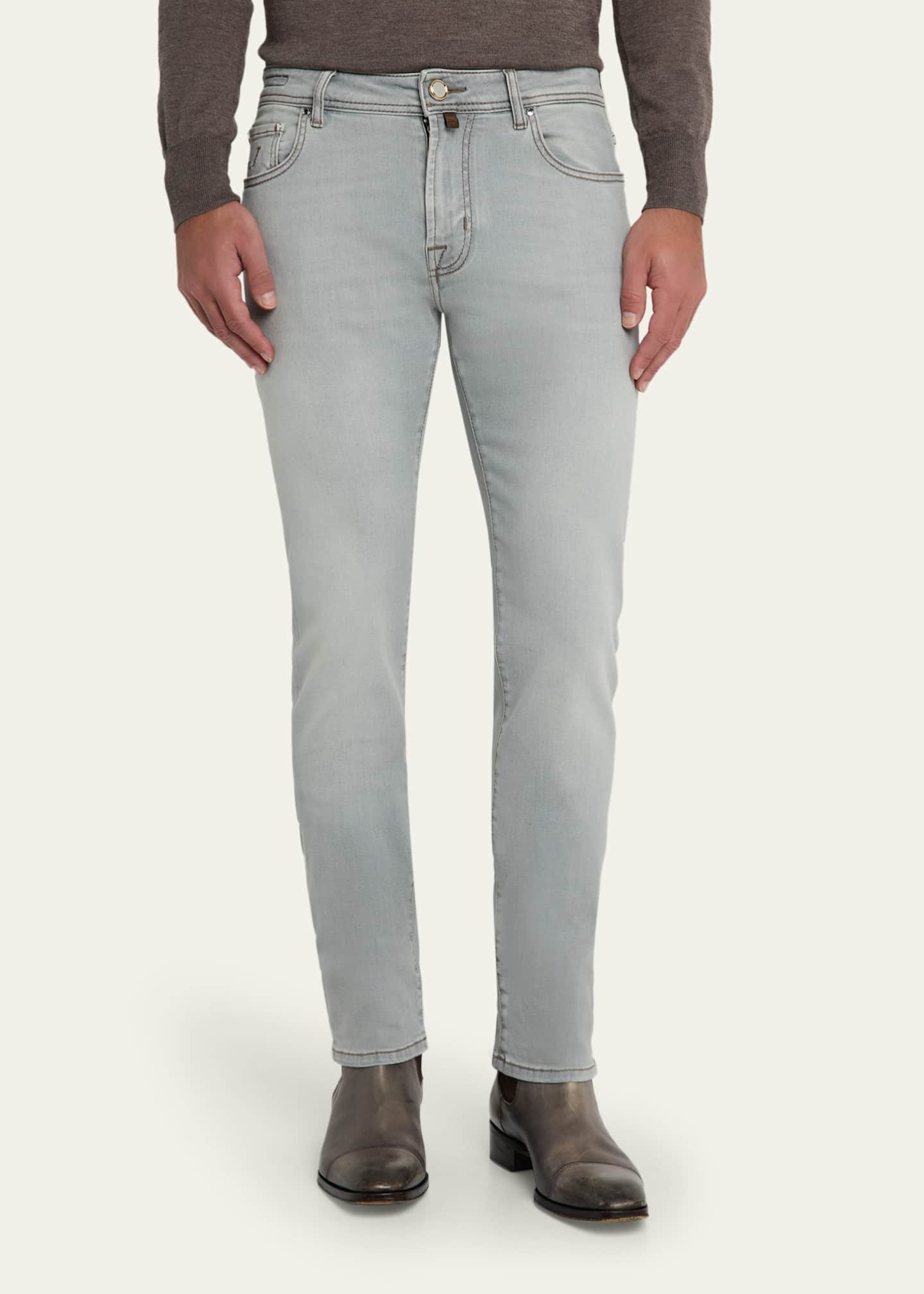 Jacob Cohen Men's Bard Grey Denim Slim-Fit Jeans - Bergdorf Goodman