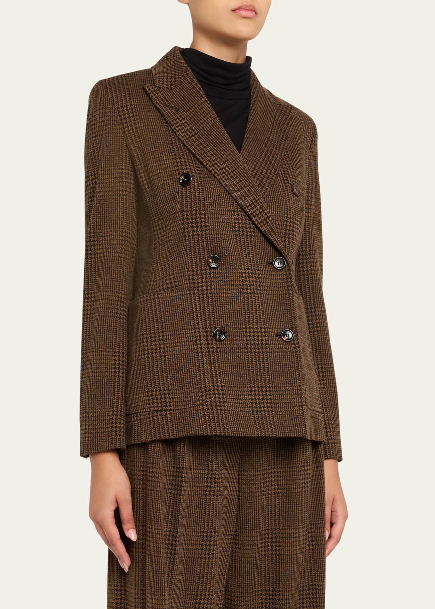 Max Mara Zulma Houndstooth Wool Double-Breasted Jacket