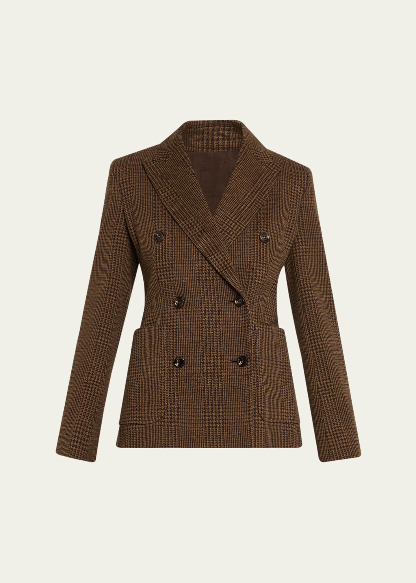 Max Mara Zulma Houndstooth Wool Double-Breasted Jacket
