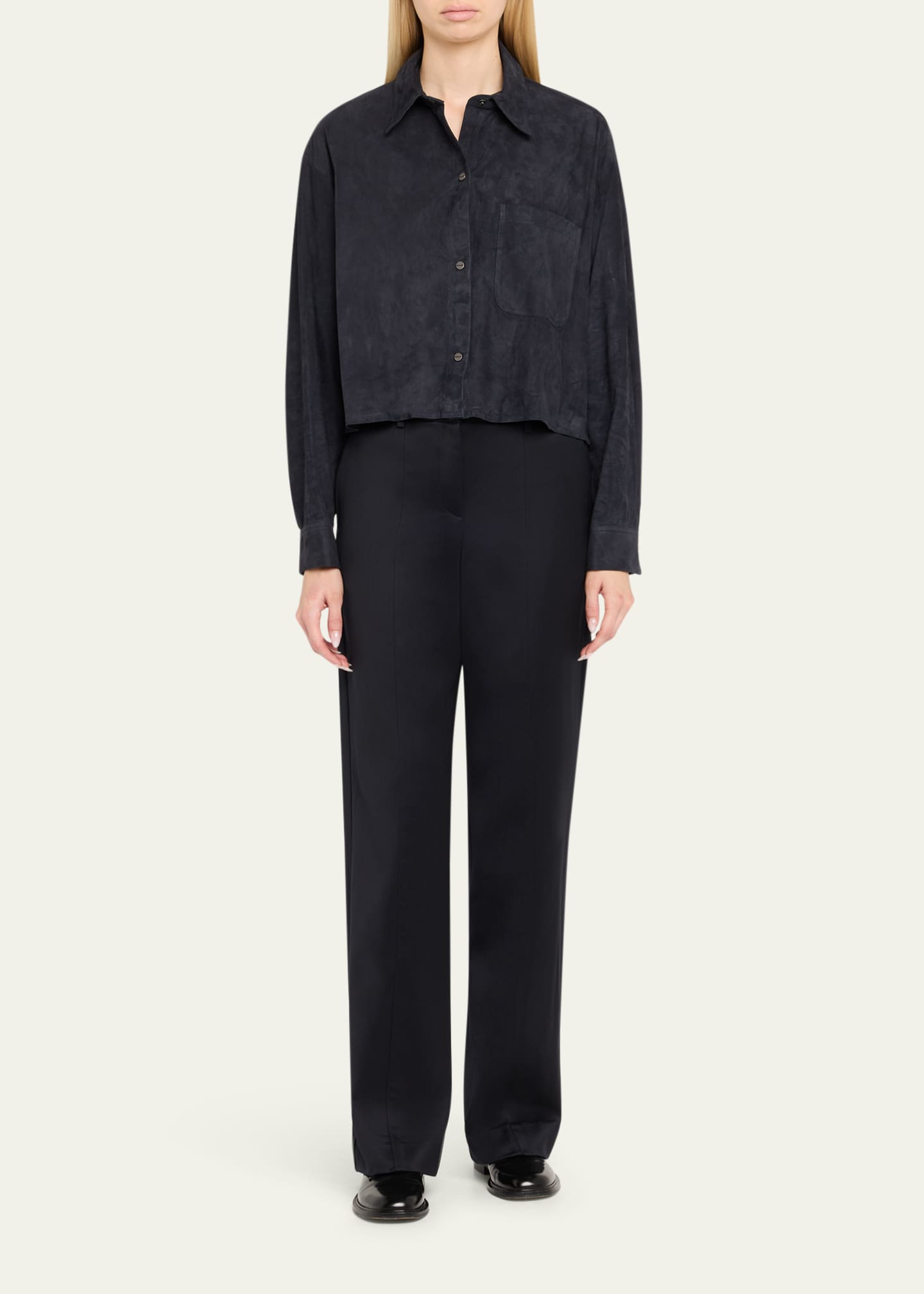 TWP Little Big Joe Suede Button-Front Shirt - Bergdorf Goodman